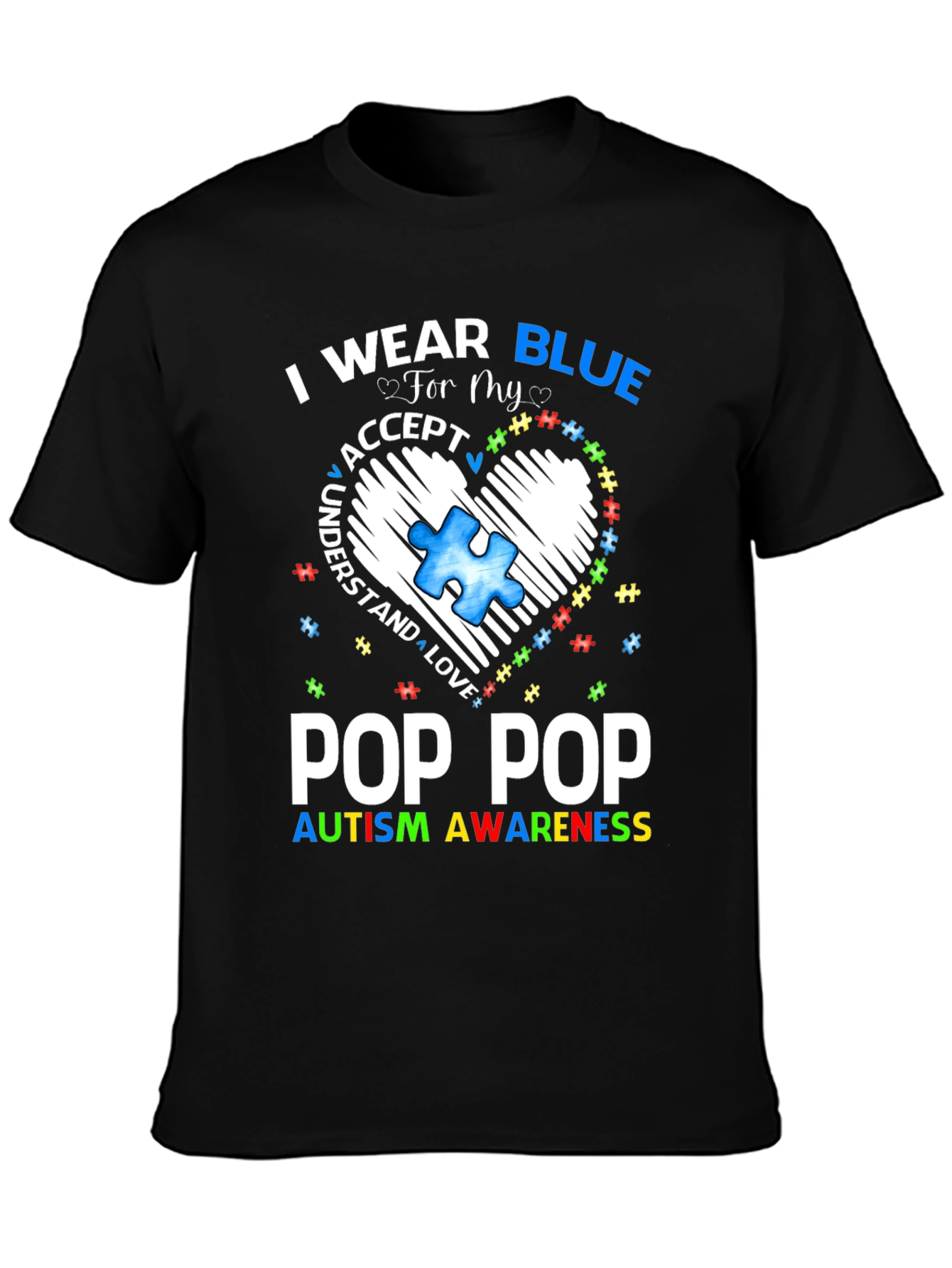 Pop Pop Autism Awareness T-Shirt