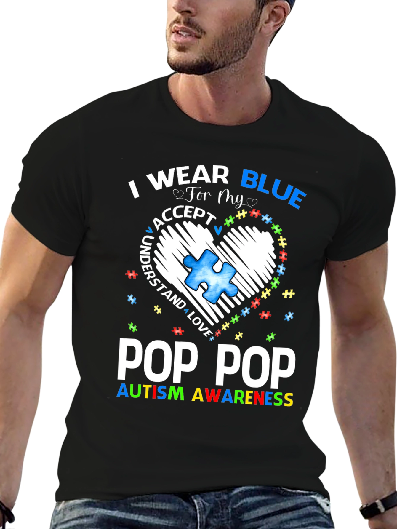 Pop Pop Autism Awareness T-Shirt