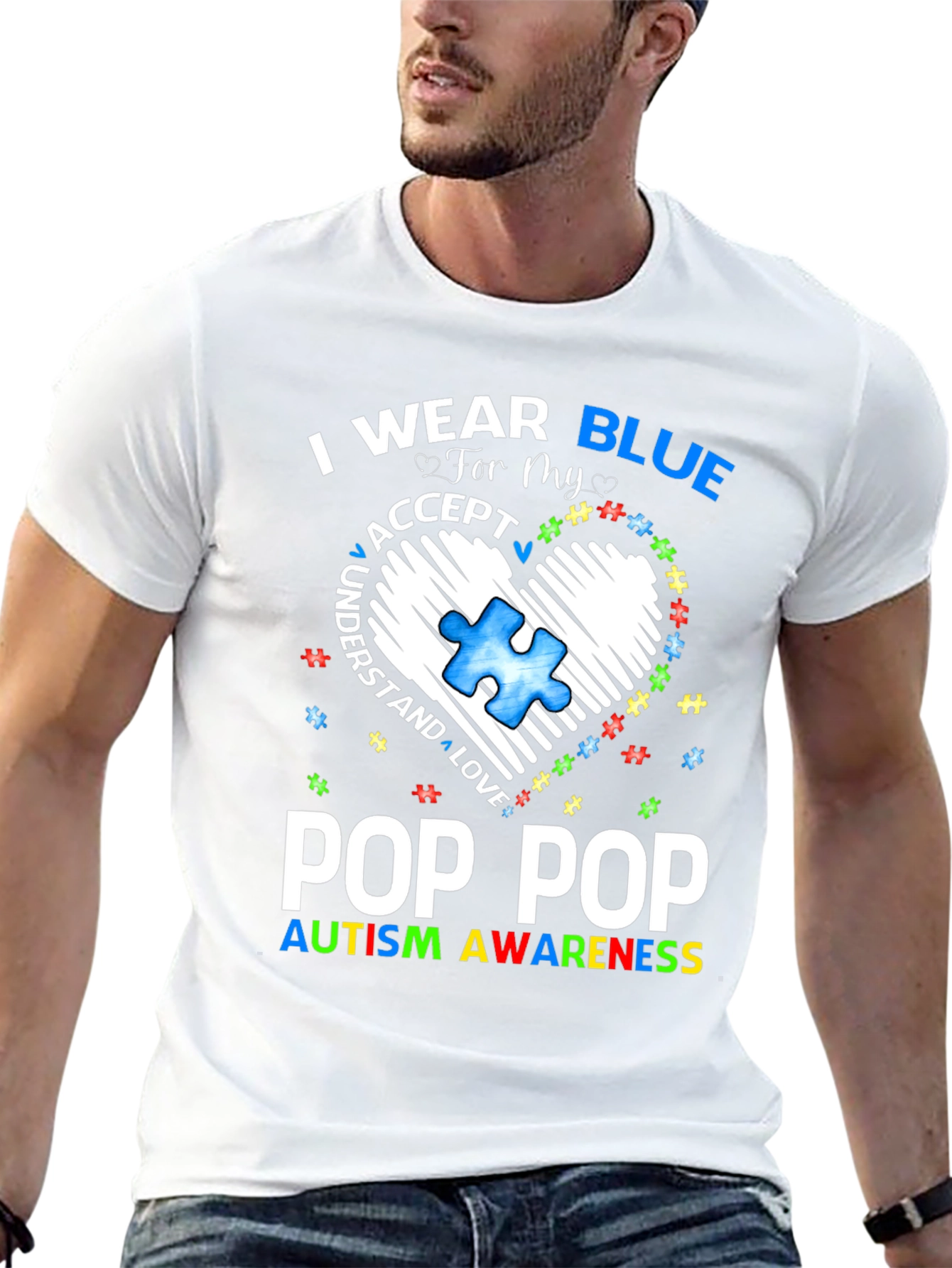 Pop Pop Autism Awareness T-Shirt