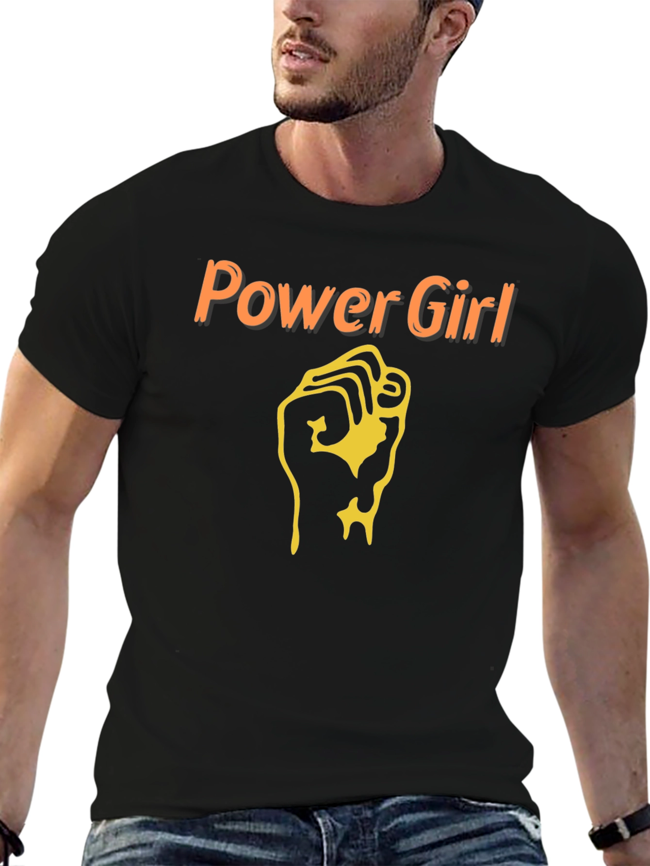 Power Girl Fist T-Shirt - Black Cotton Tee