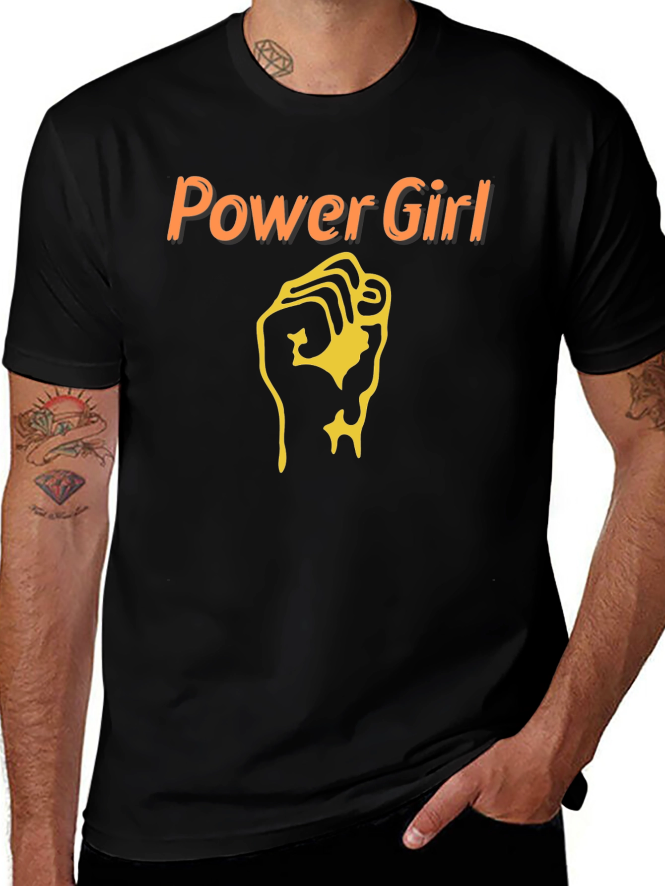 Power Girl Fist T-Shirt - Black Cotton Tee