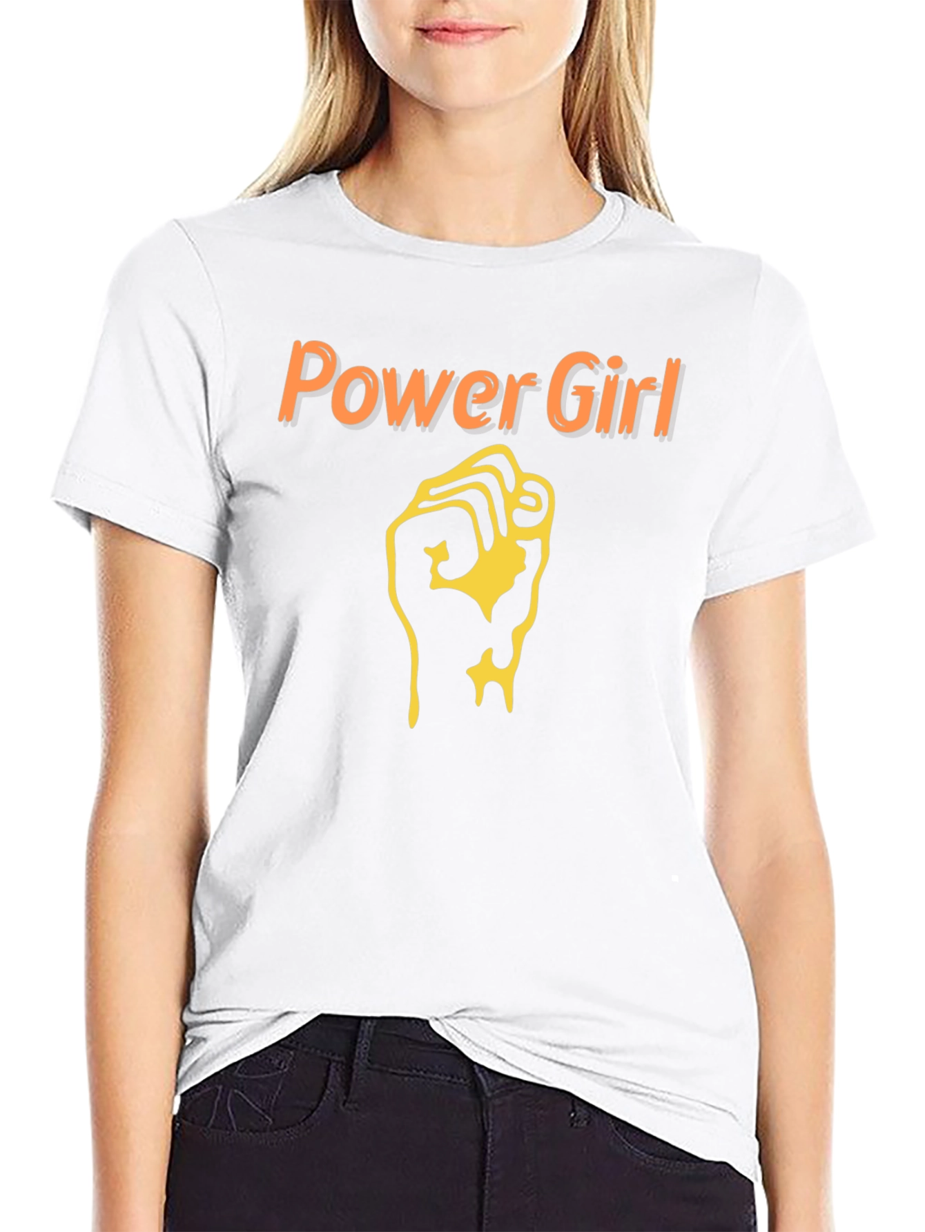 Power Girl Fist T-Shirt - Black Cotton Tee