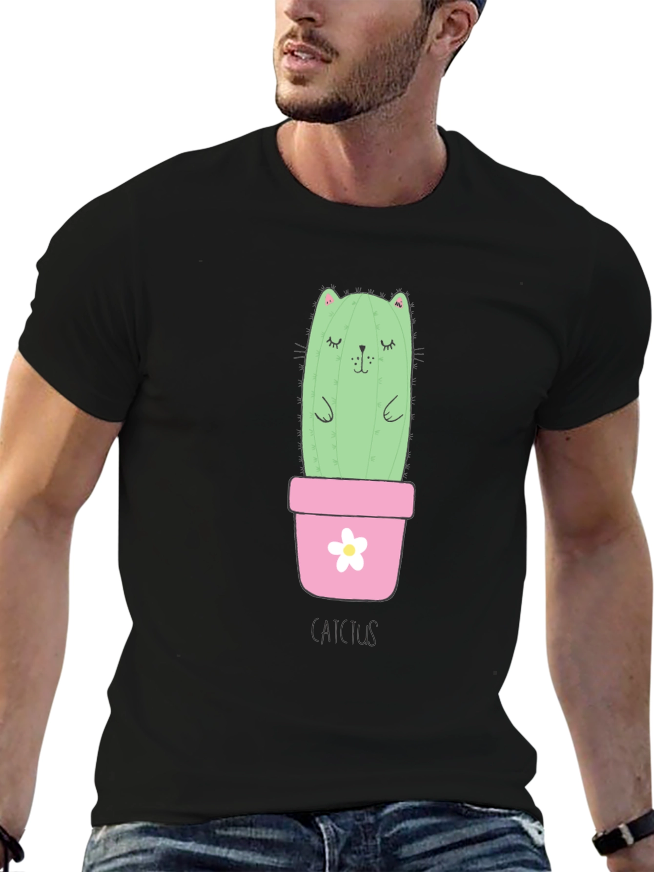 Cute Cat Cactus T-Shirt - Unique Graphic Tee