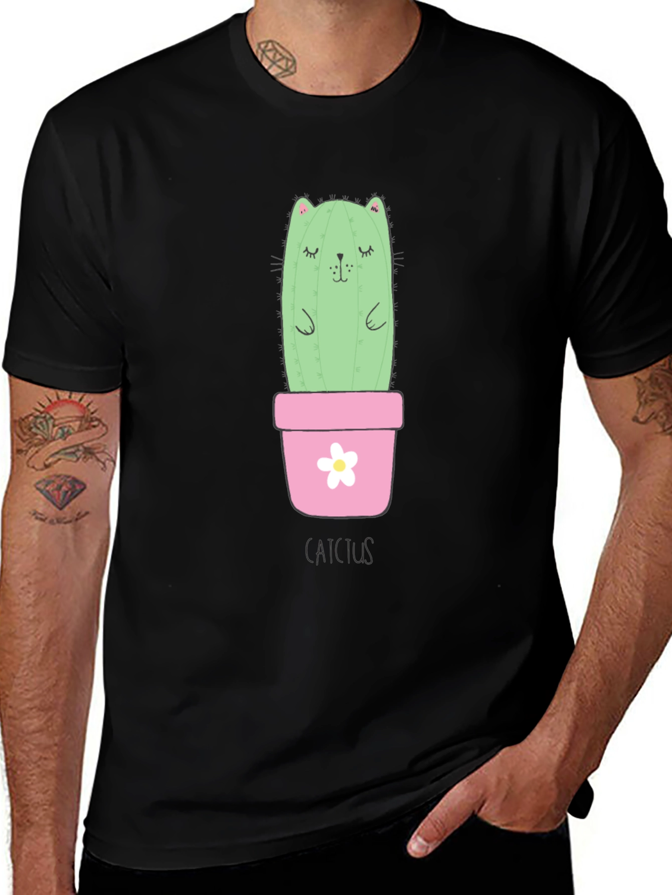 Cute Cat Cactus T-Shirt - Unique Graphic Tee