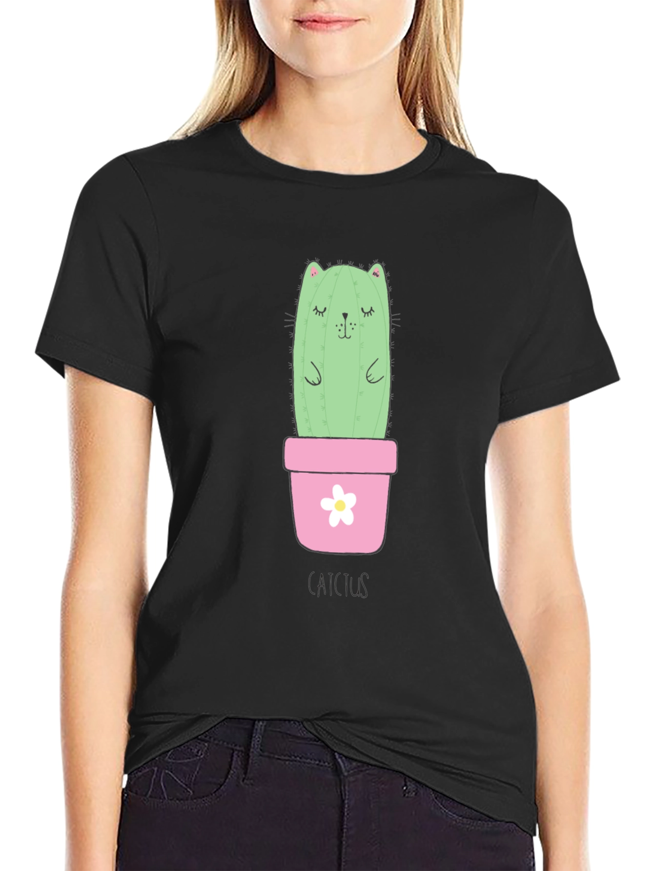 Cute Cat Cactus T-Shirt - Unique Graphic Tee