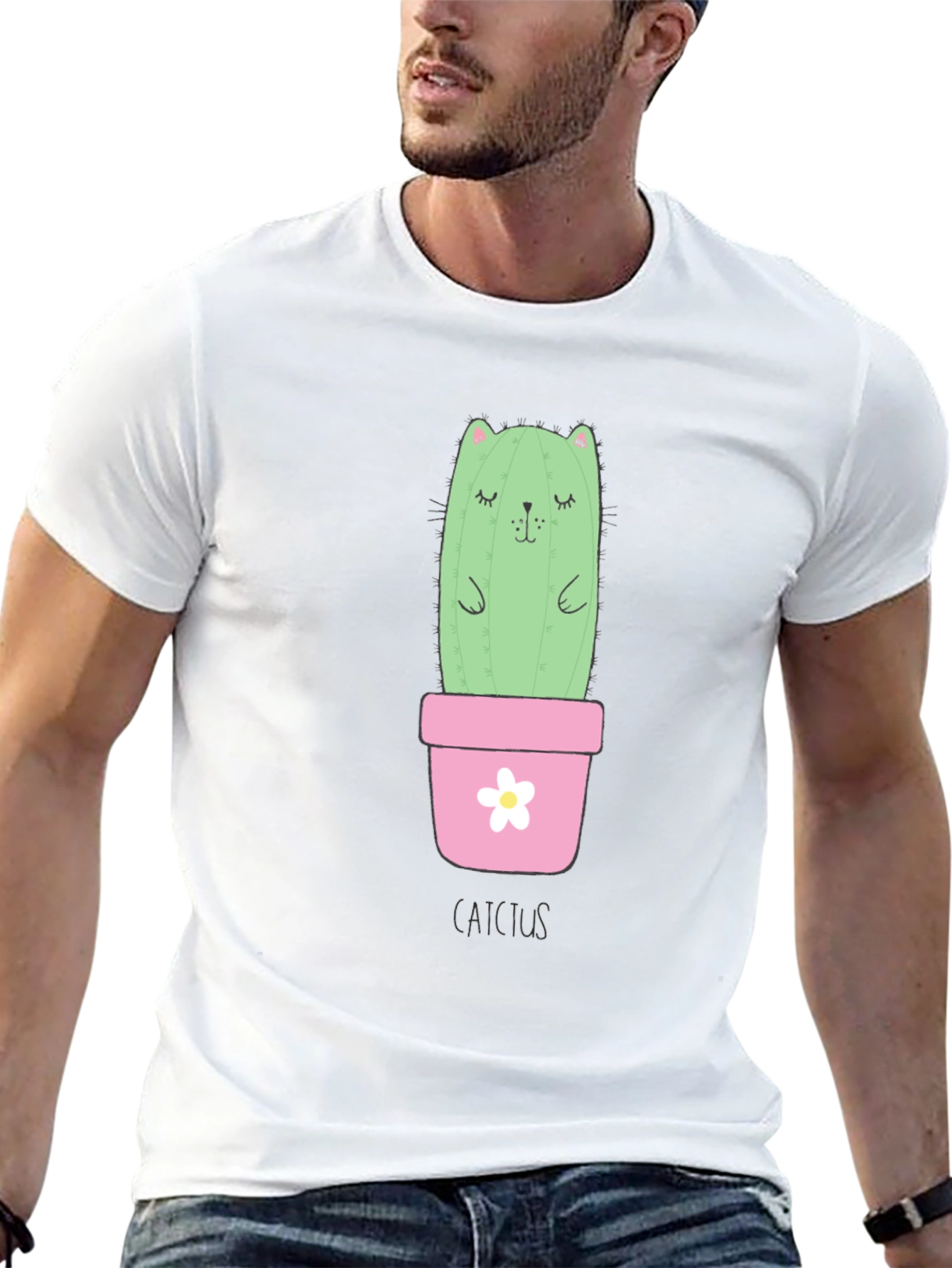 Cute Cat Cactus T-Shirt - Unique Graphic Tee