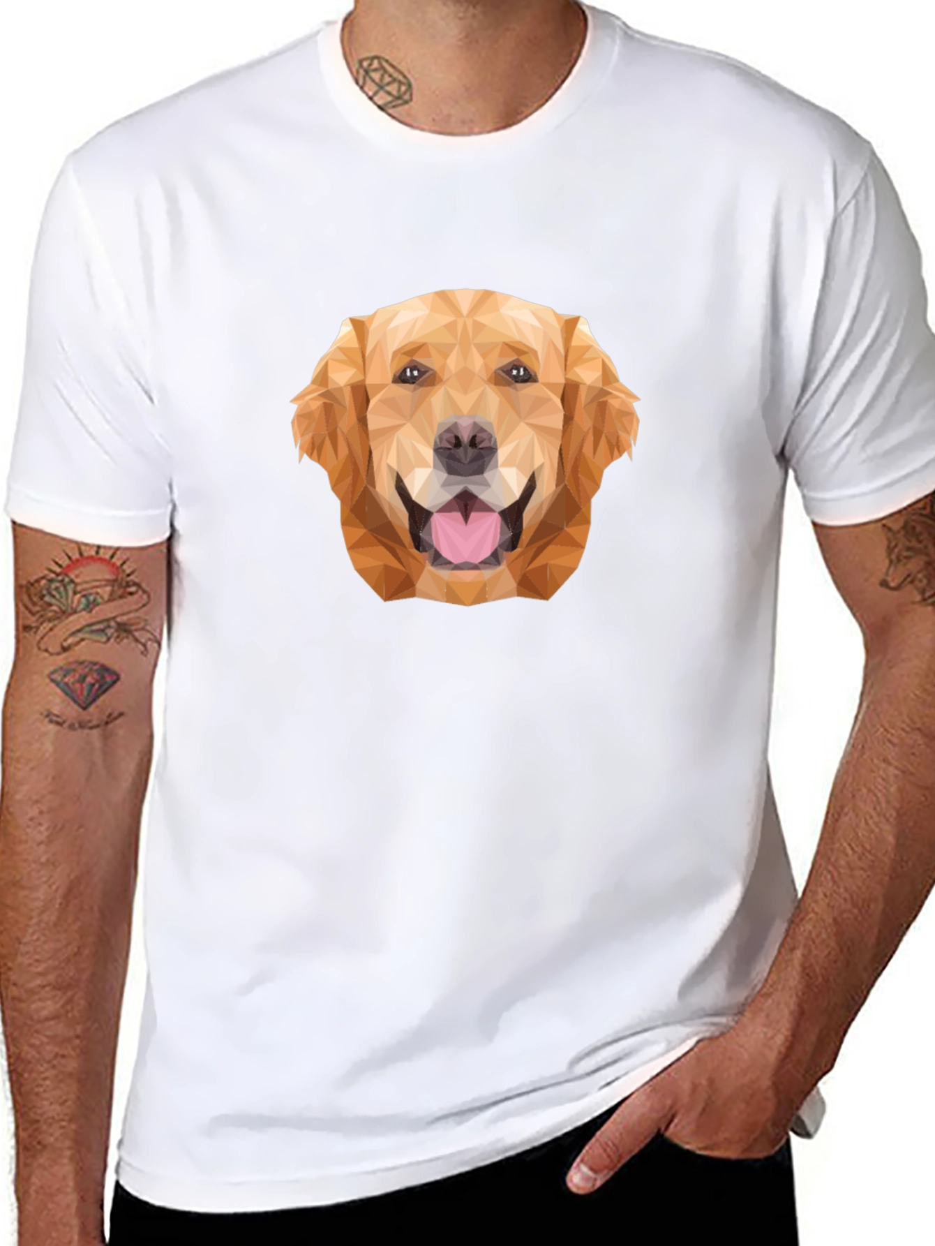 Golden Retriever Polygon Graphic Tee - Black
