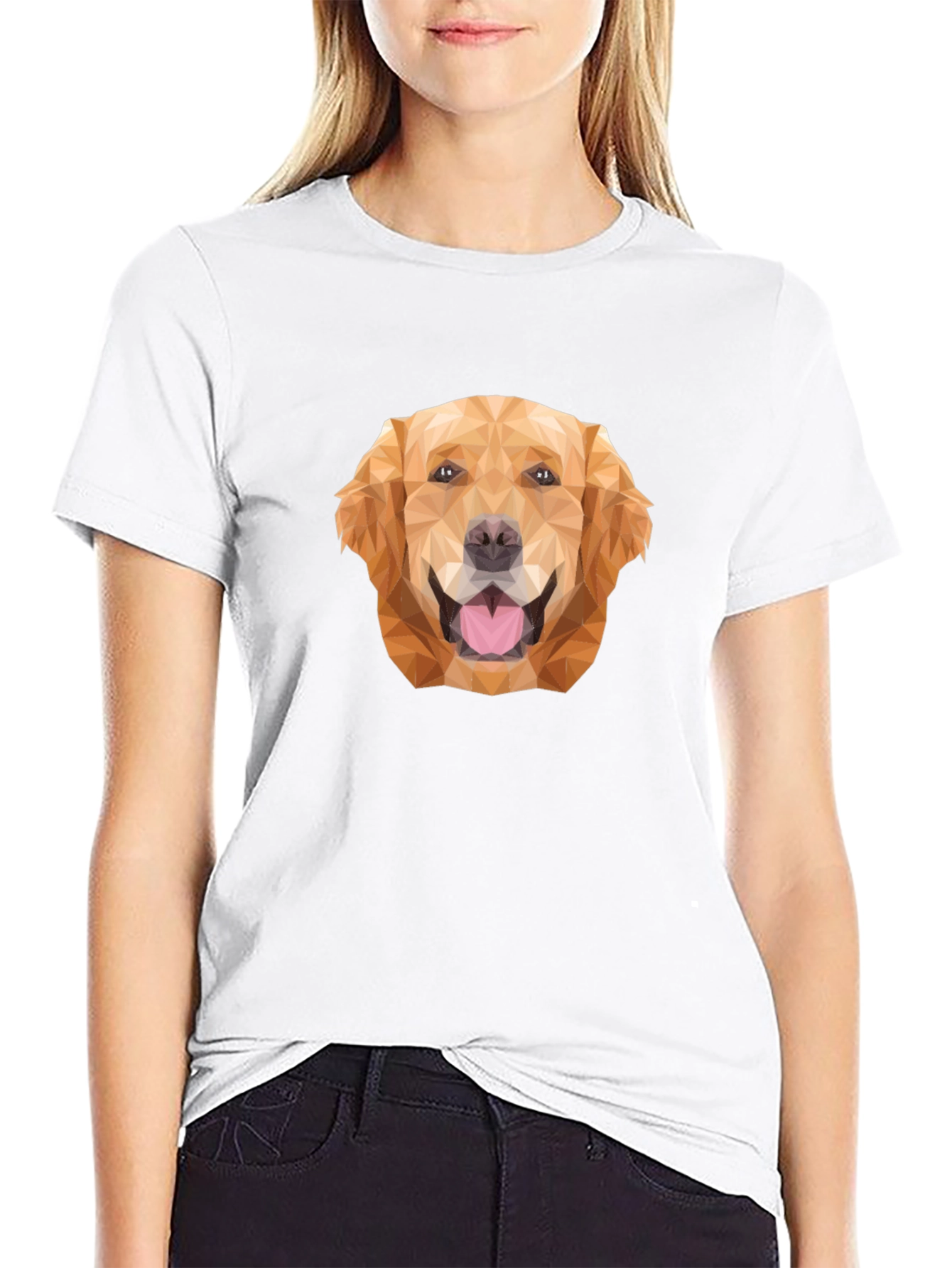 Golden Retriever Polygon Graphic Tee - Black