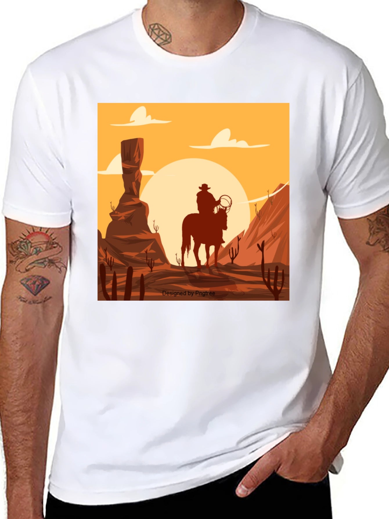 Western Cowboy Desert Scene Graphic Tee