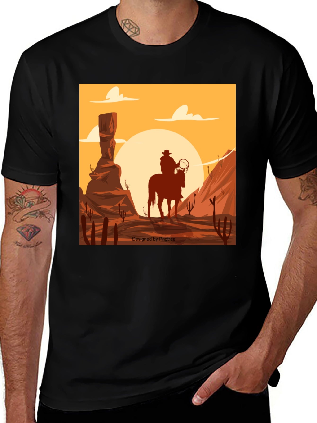 Western Cowboy Desert Scene Graphic Tee