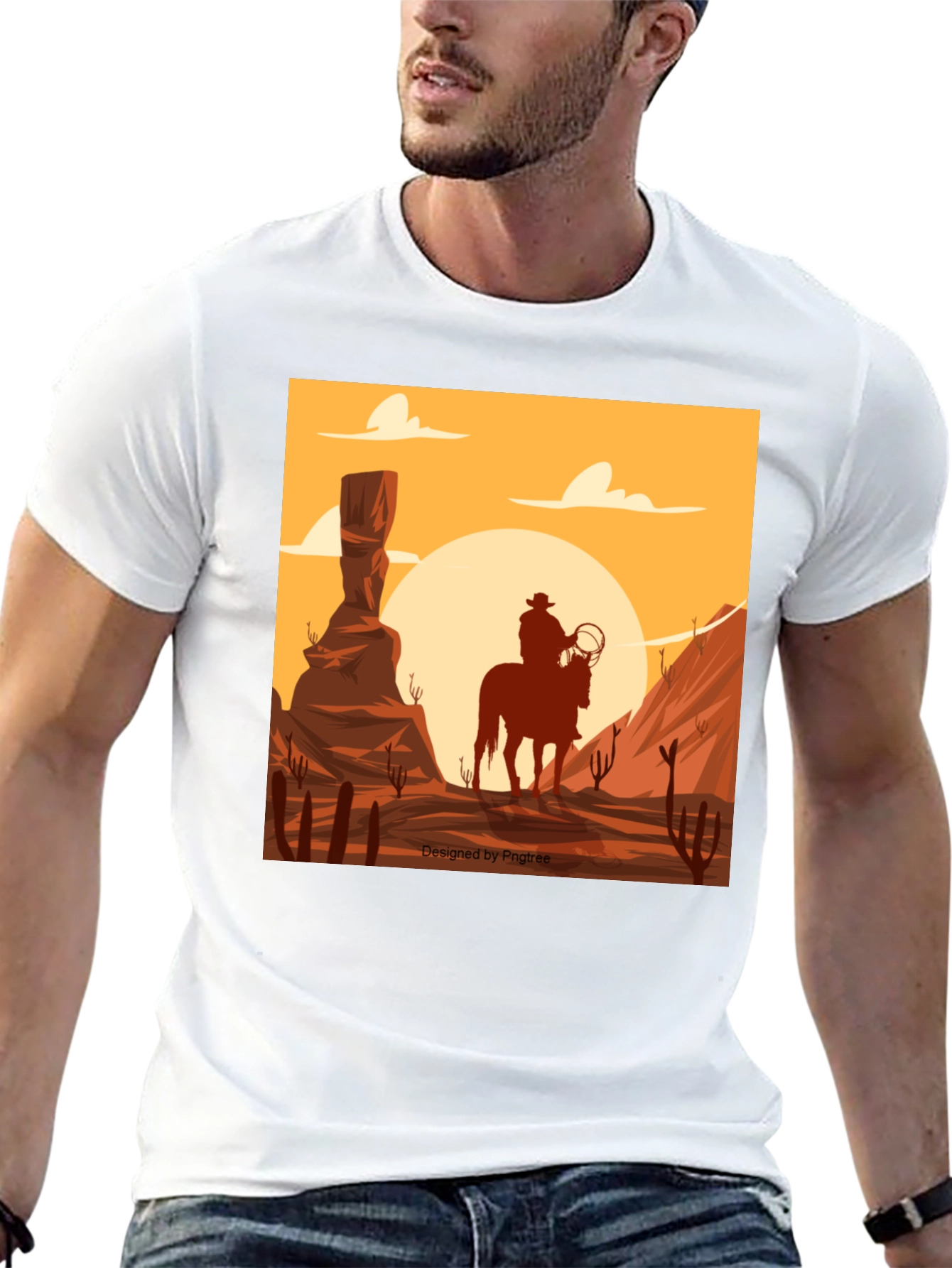 Western Cowboy Desert Scene Graphic Tee