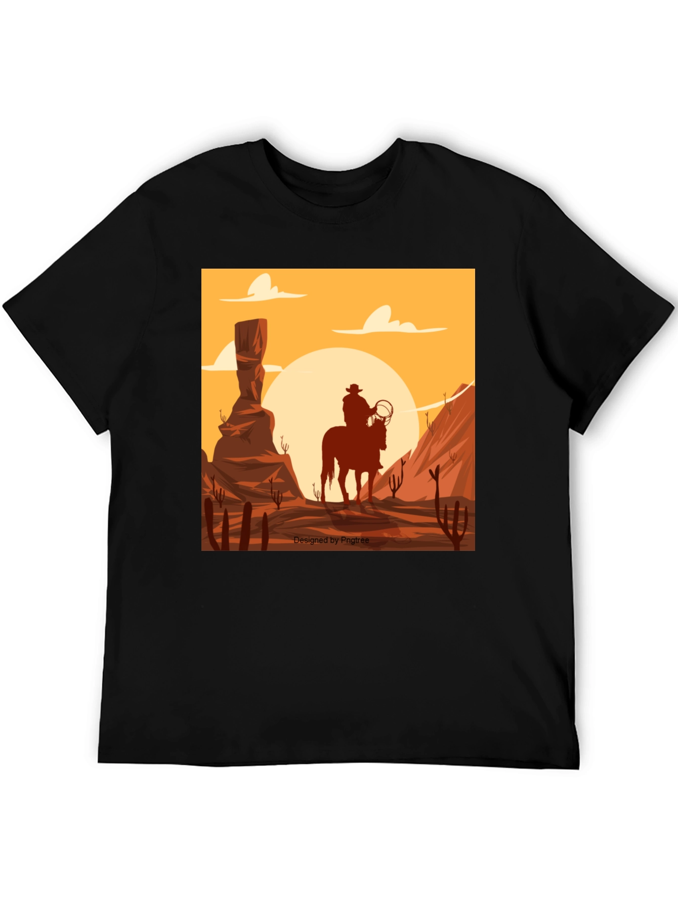 Western Cowboy Desert Scene Graphic Tee