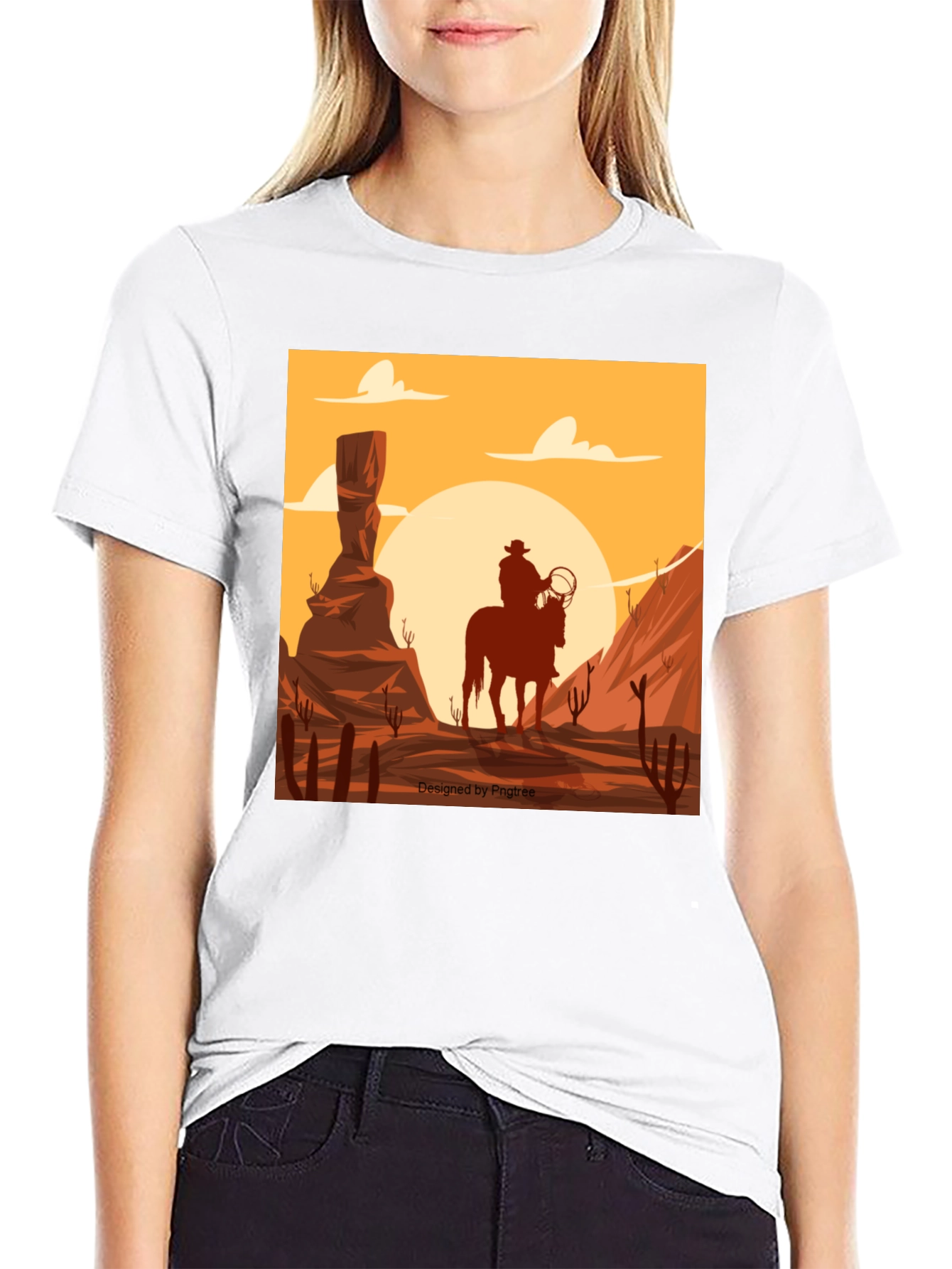 Western Cowboy Desert Scene Graphic Tee