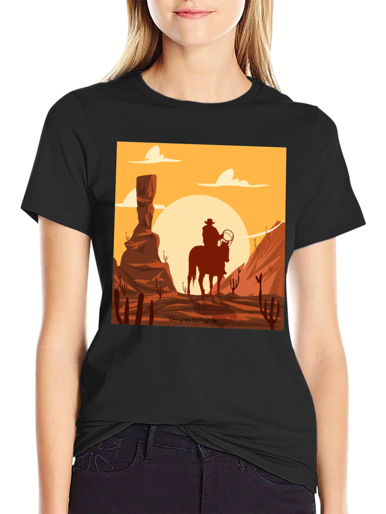 Western Cowboy Desert Scene Graphic Tee