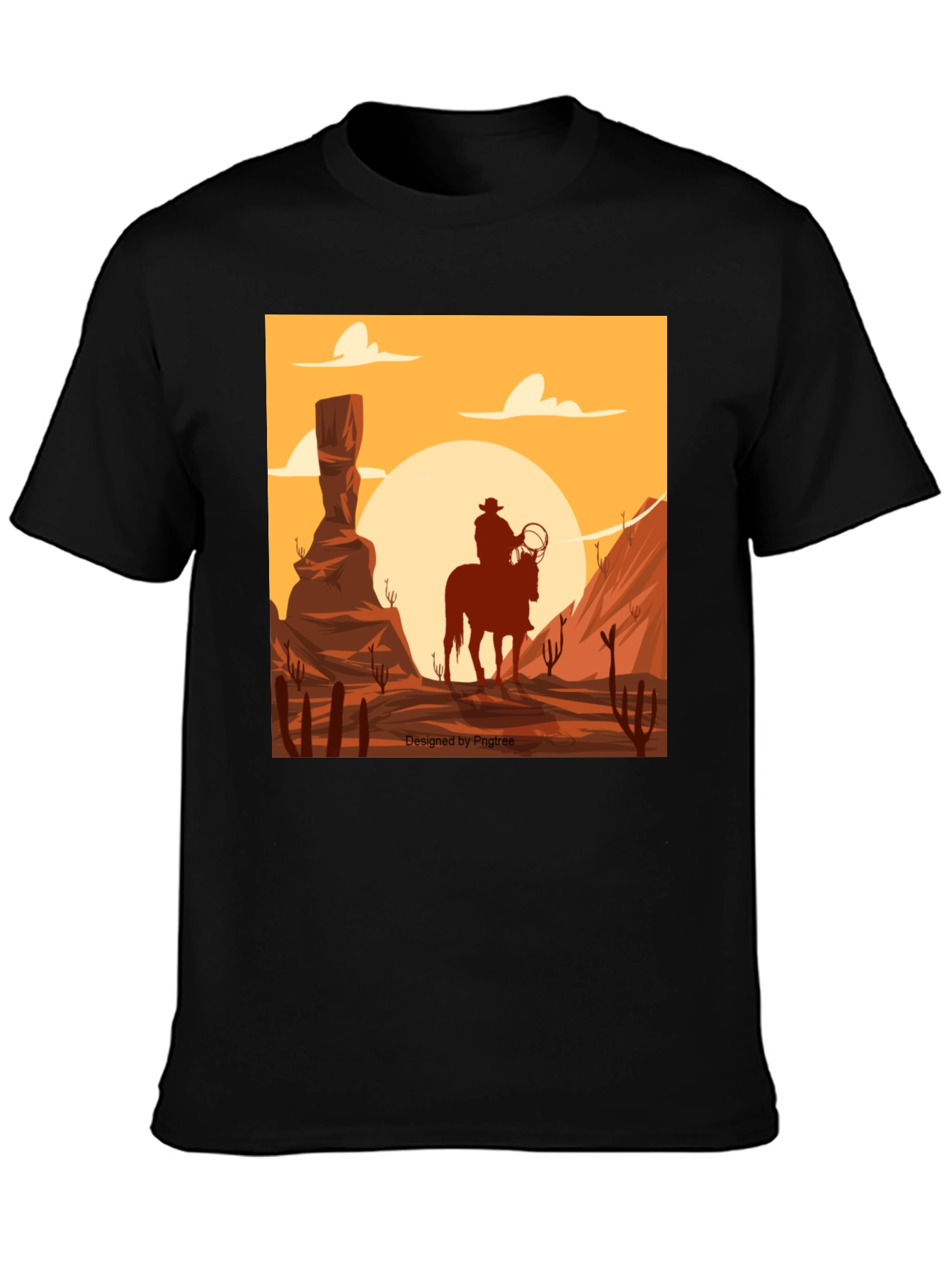 Western Cowboy Desert Scene Graphic Tee