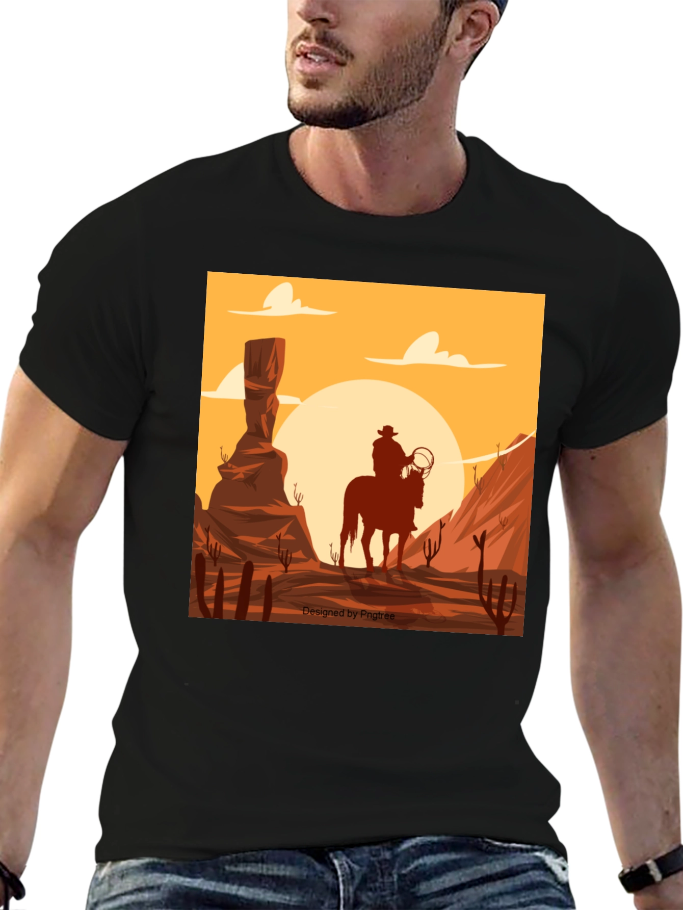 Western Cowboy Desert Scene Graphic Tee