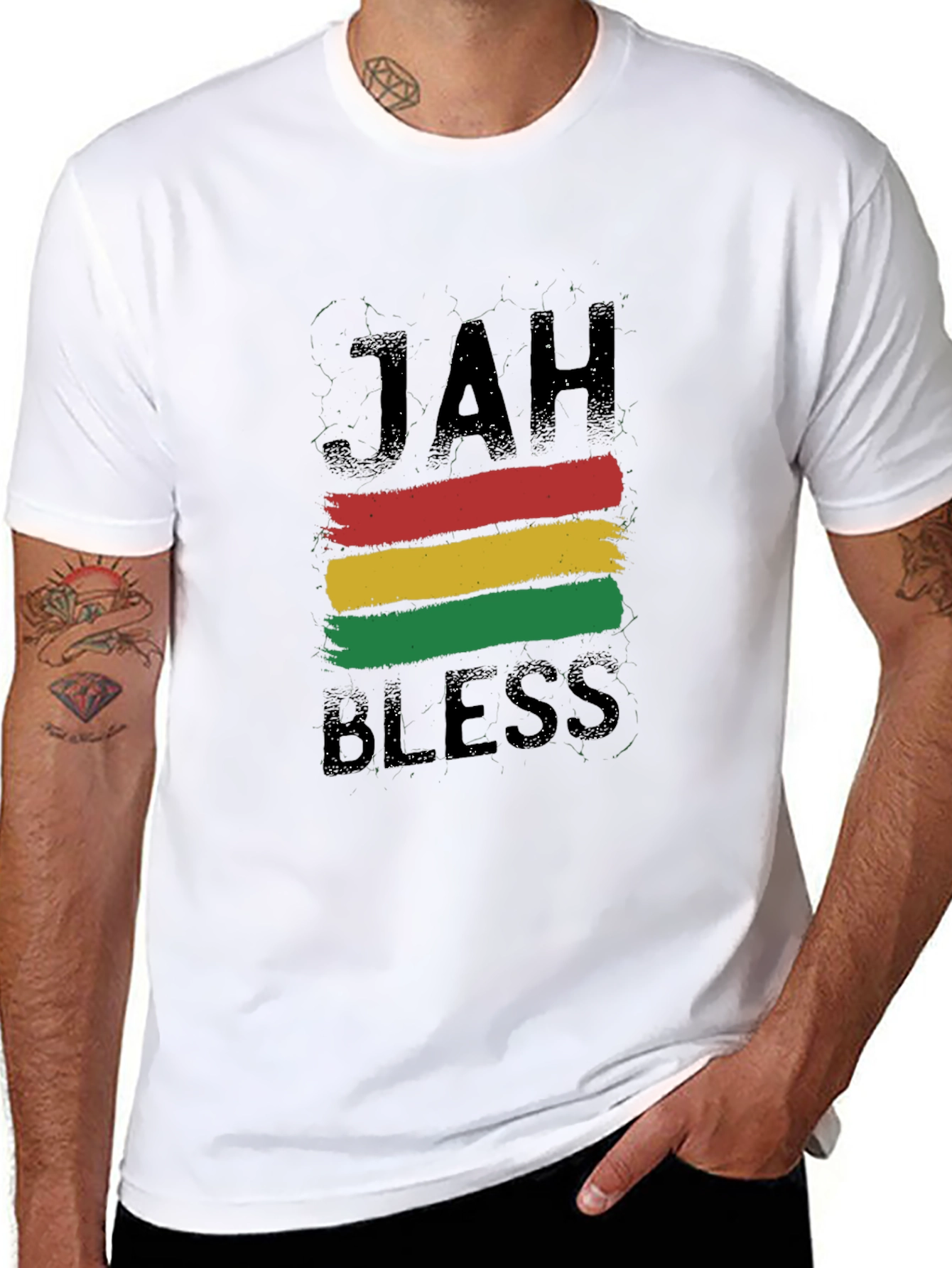 Jah Bless Rastafarian Style Black T-Shirt