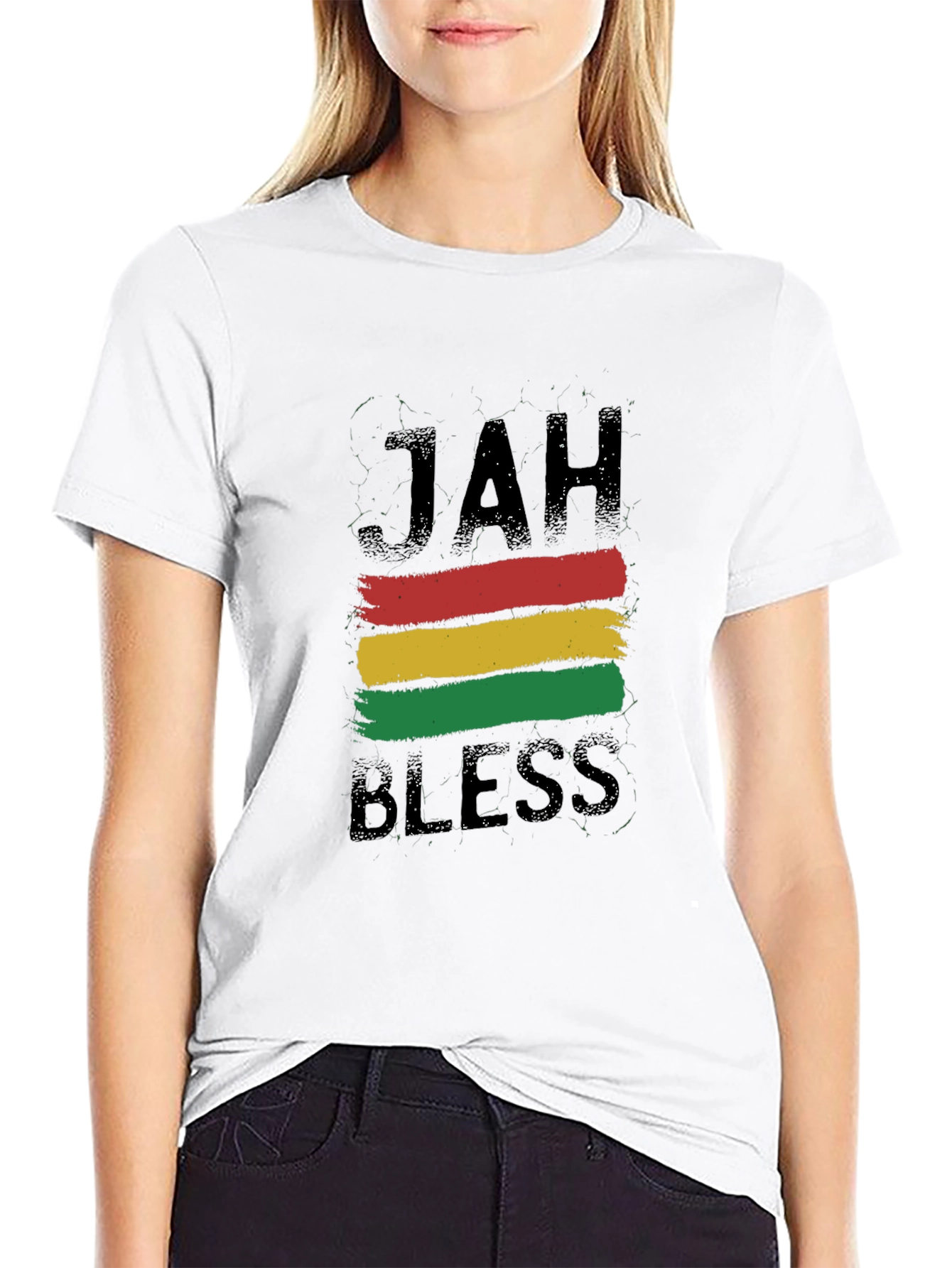 Jah Bless Rastafarian Style Black T-Shirt