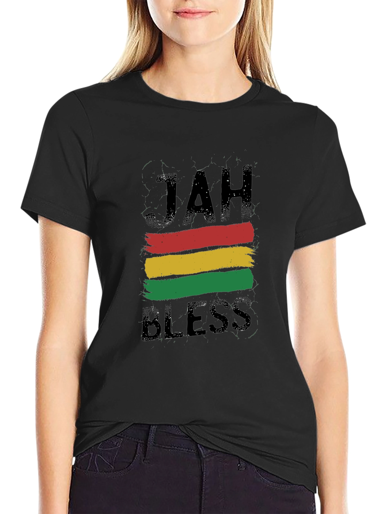 Jah Bless Rastafarian Style Black T-Shirt