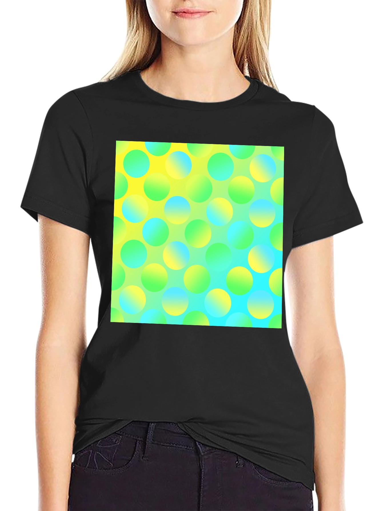 Vibrant Polka Dot Graphic Tee - Modern Design