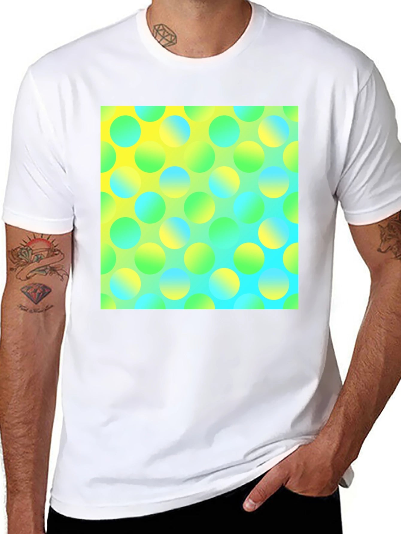 Vibrant Polka Dot Graphic Tee - Modern Design