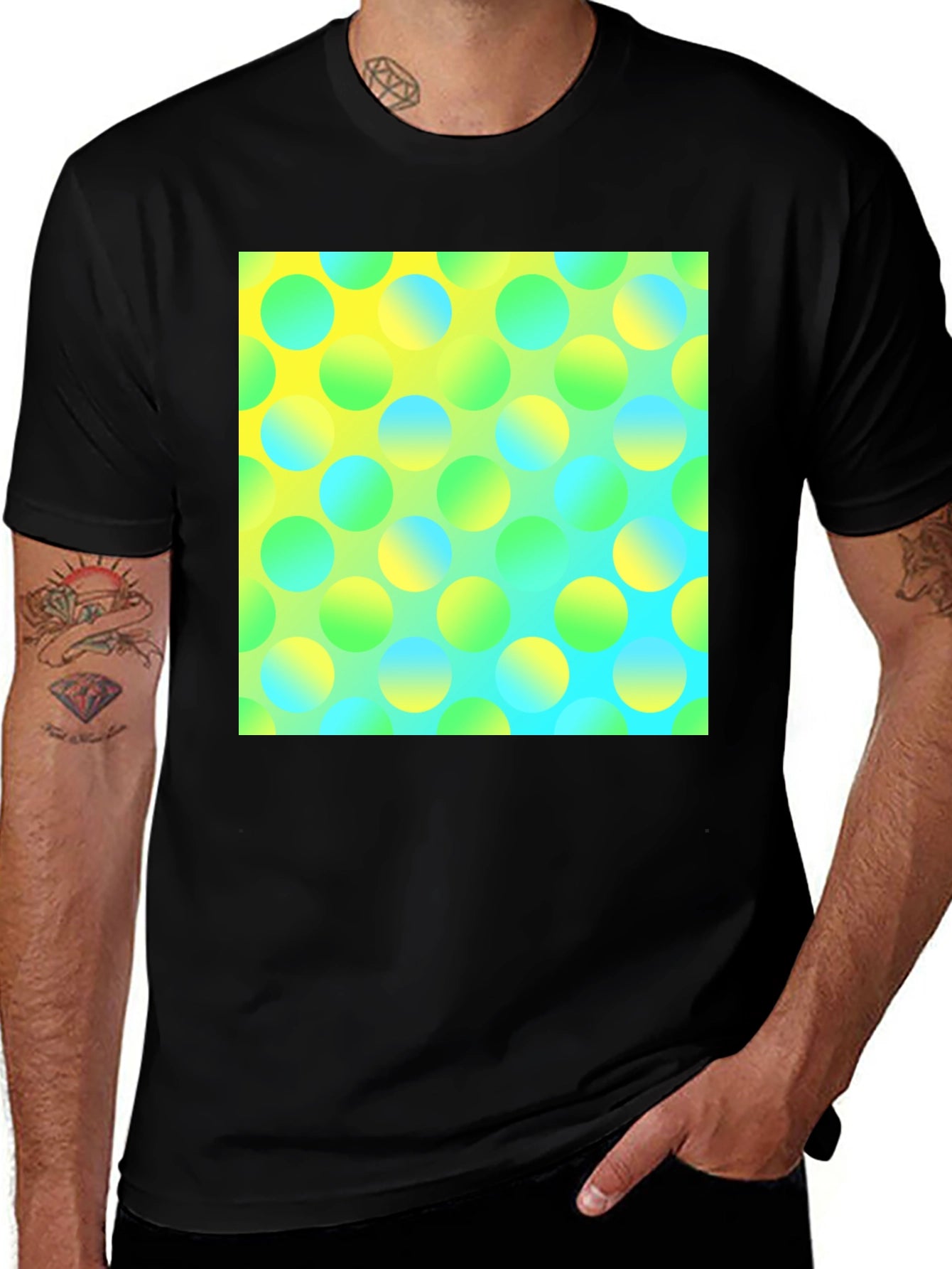 Vibrant Polka Dot Graphic Tee - Modern Design
