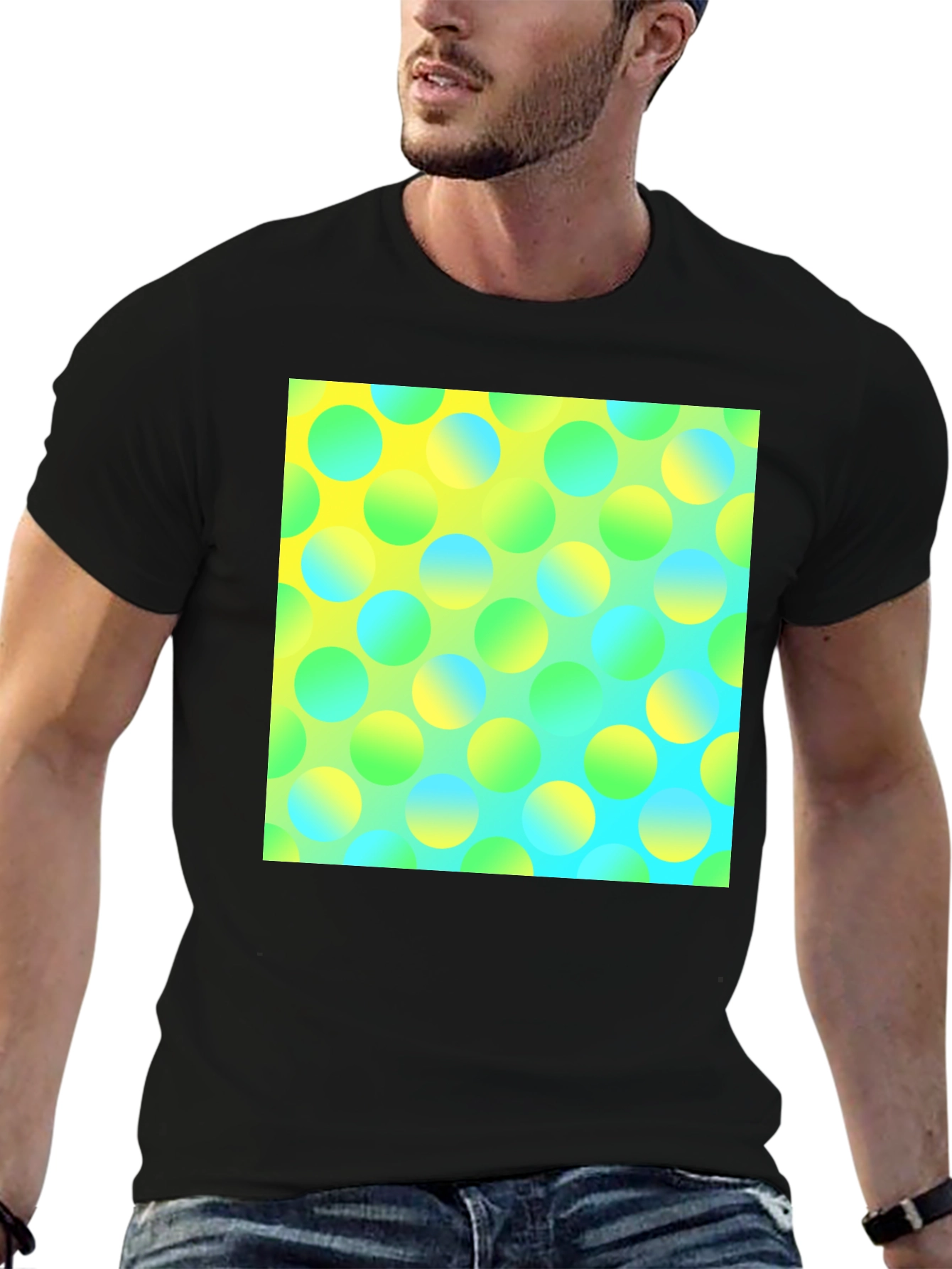 Vibrant Polka Dot Graphic Tee - Modern Design