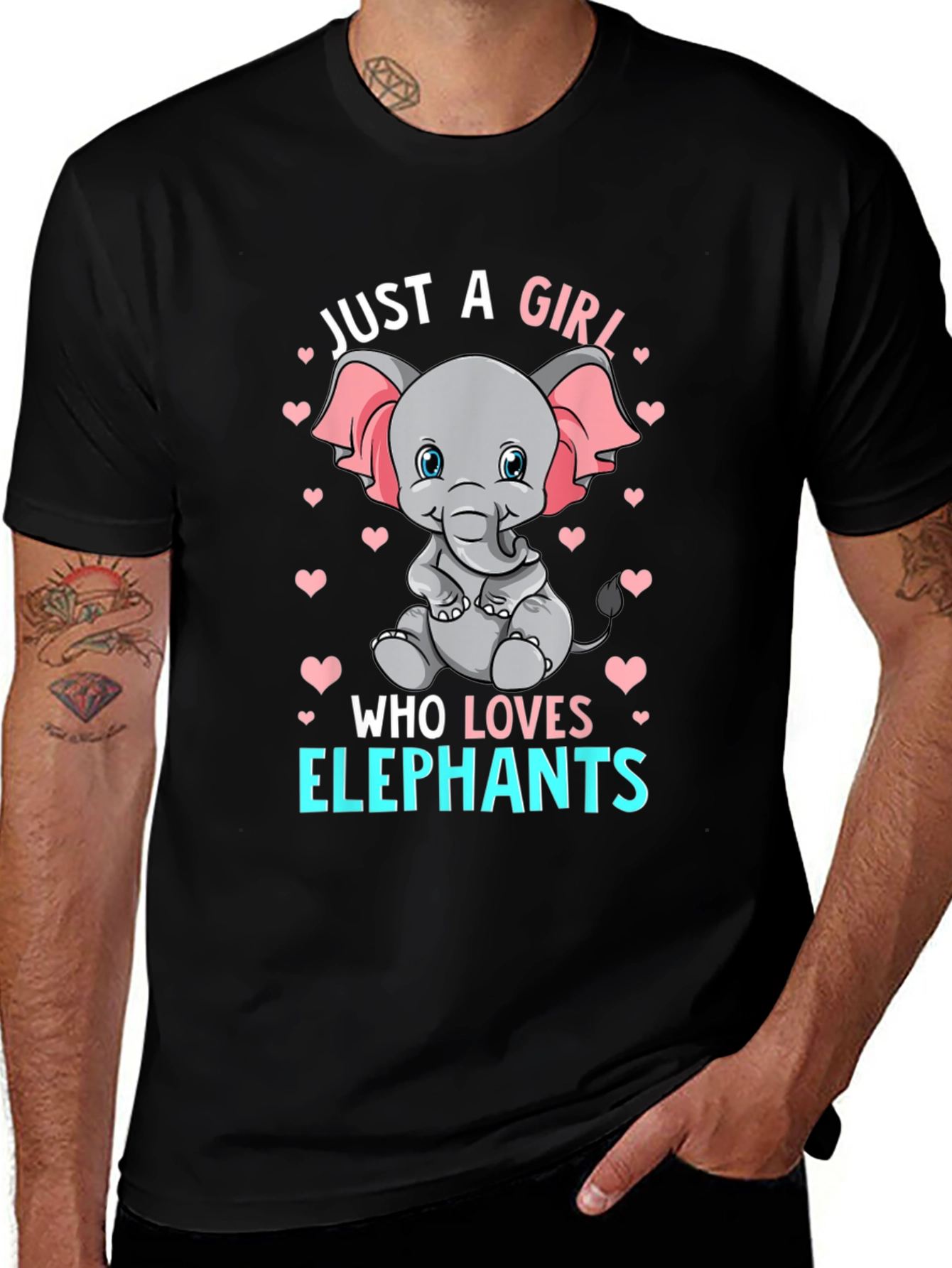 Girl Elephant Lover T-Shirt - Cute Animal Graphic Tee