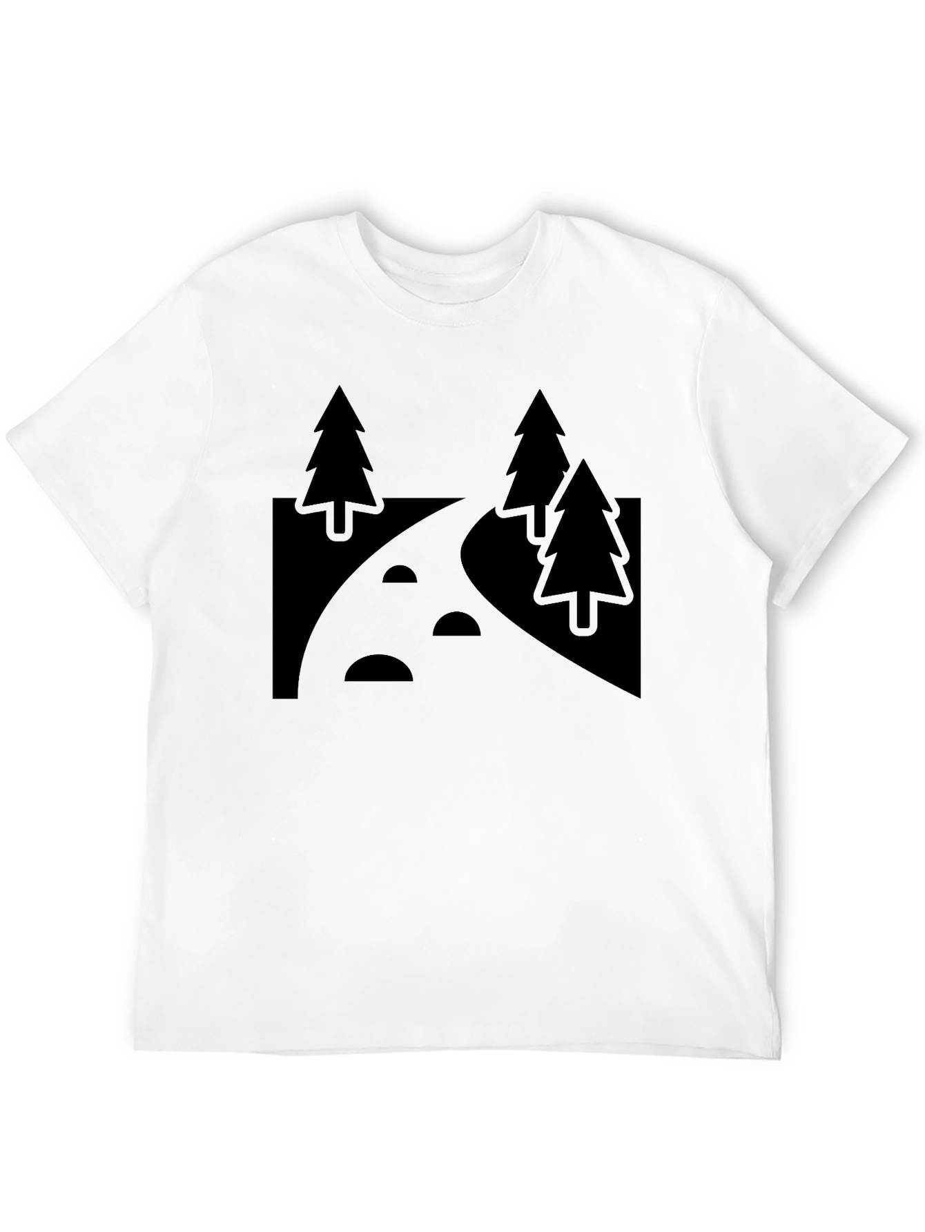 Nature Path Graphic Tee - Black Cotton Casual Shirt