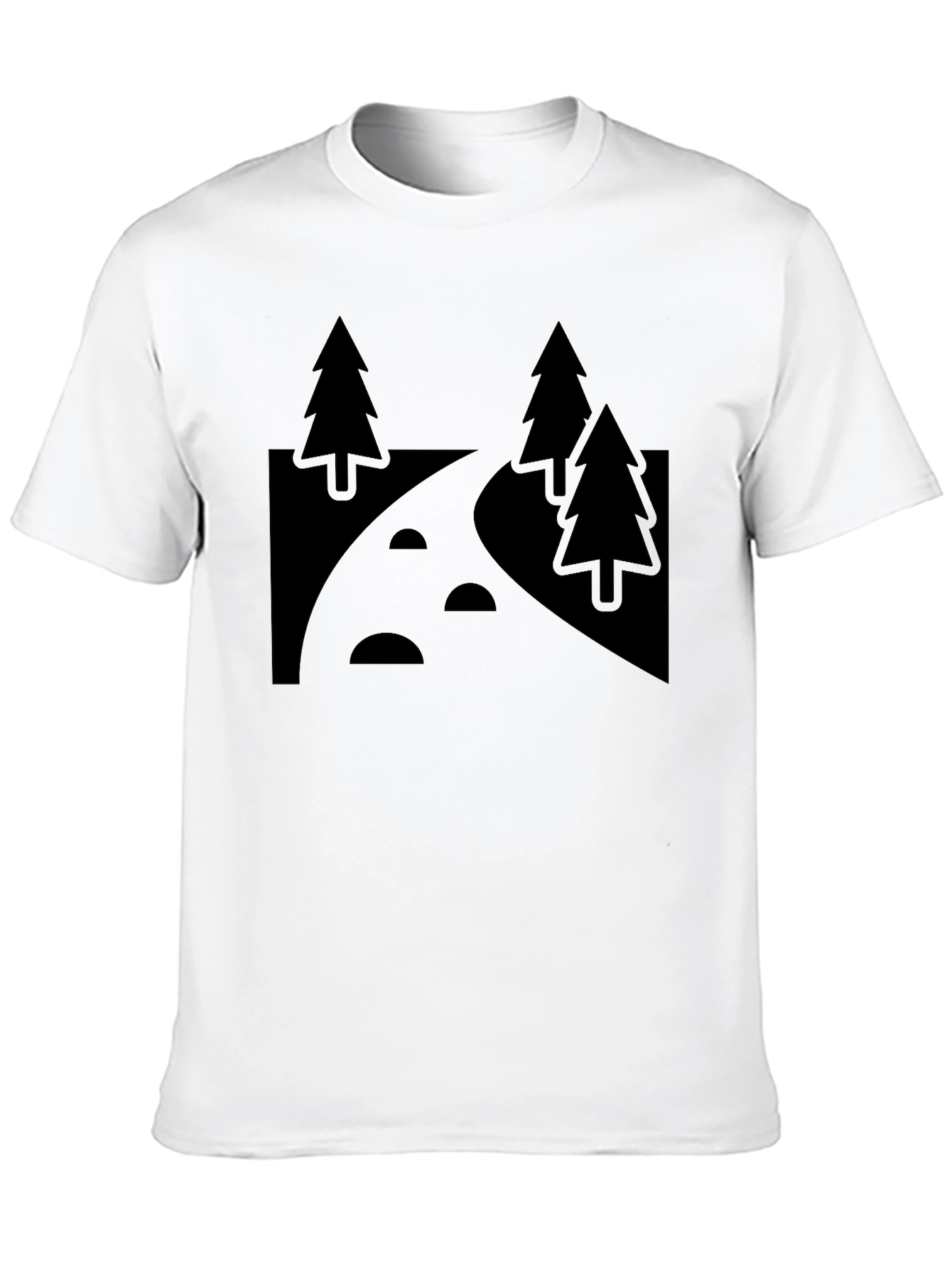 Nature Path Graphic Tee - Black Cotton Casual Shirt