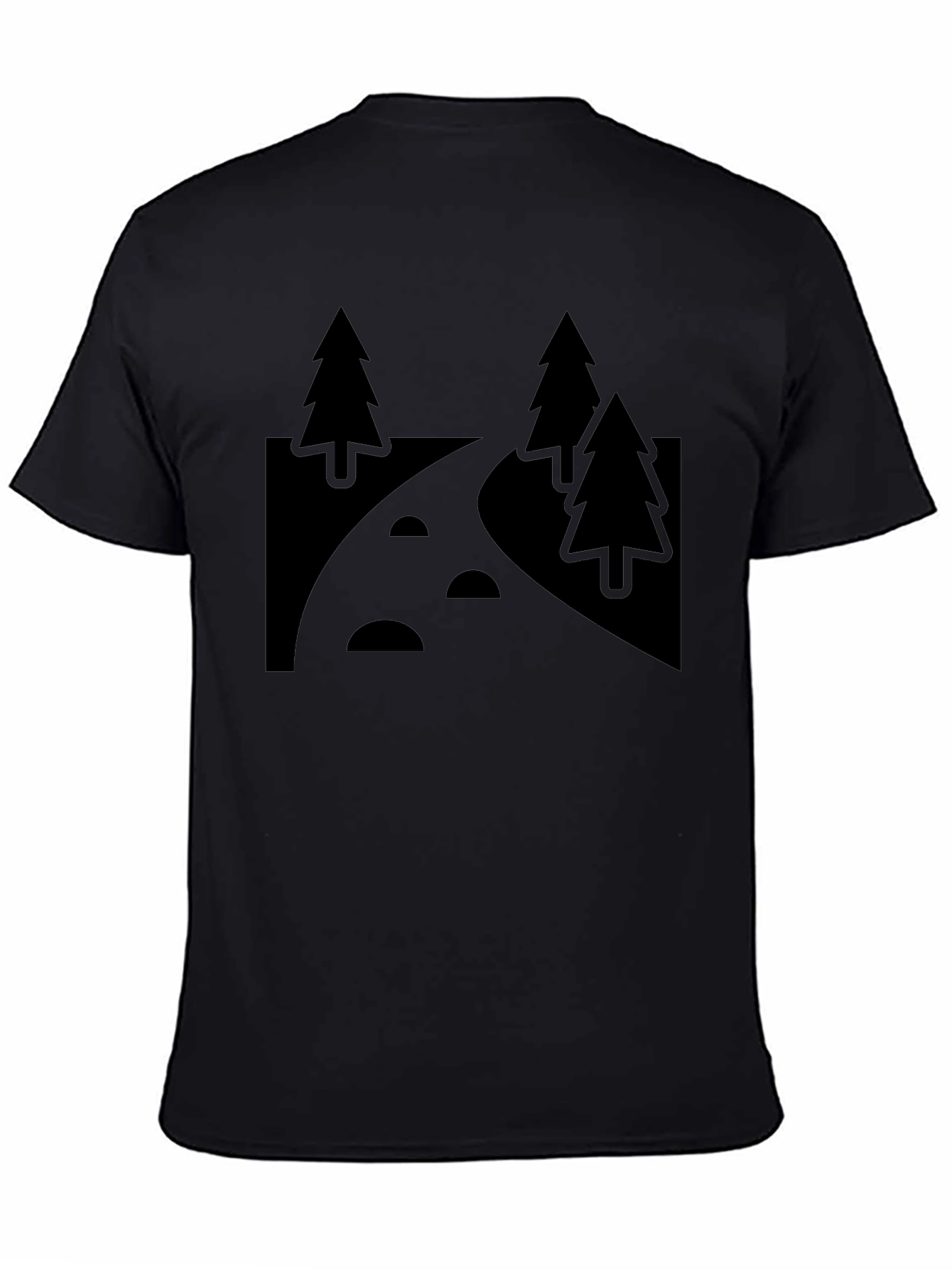 Nature Path Graphic Tee - Black Cotton Casual Shirt