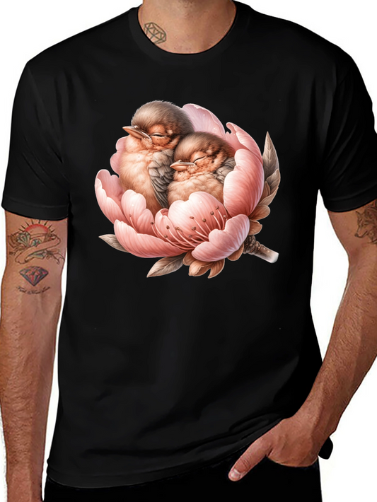 Birds in Bloom Black Graphic Tee