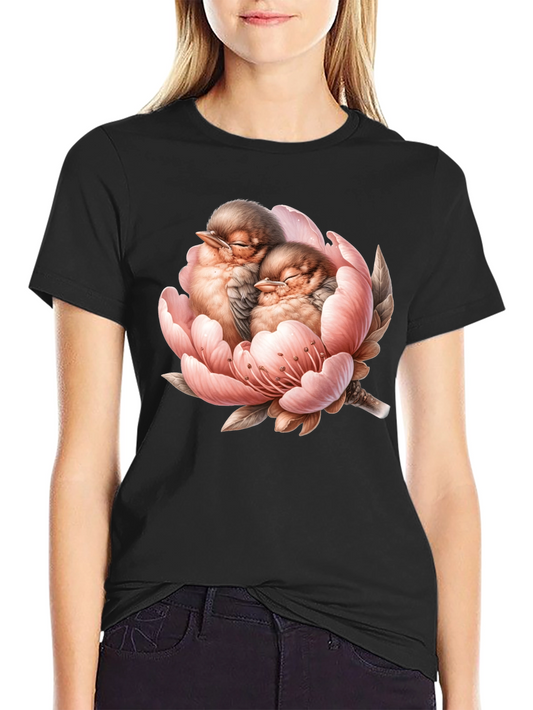 Birds in Bloom Black Graphic Tee