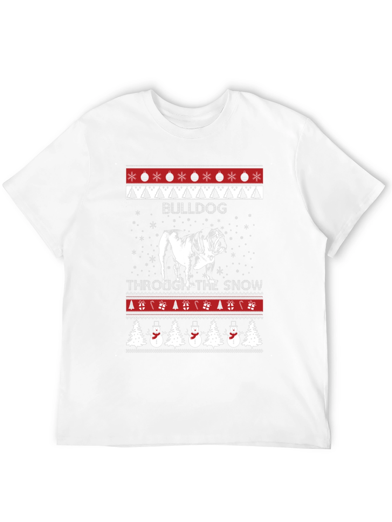 Bulldog Through the Snow Christmas T-Shirt