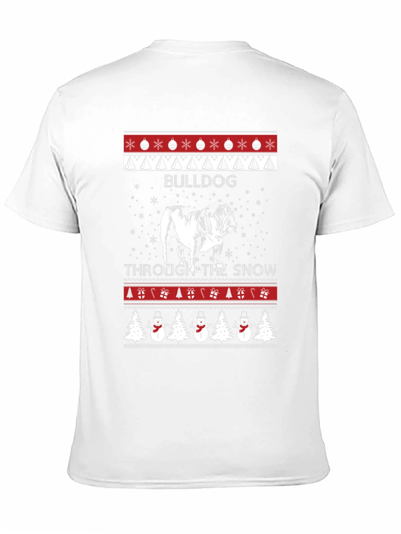 Bulldog Through the Snow Christmas T-Shirt
