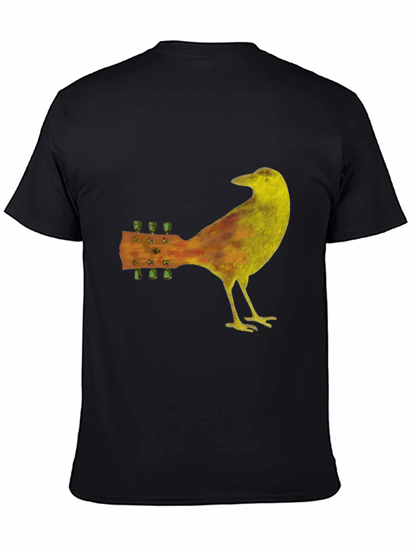 Guitar Bird Black T-Shirt - Music Lover Tee