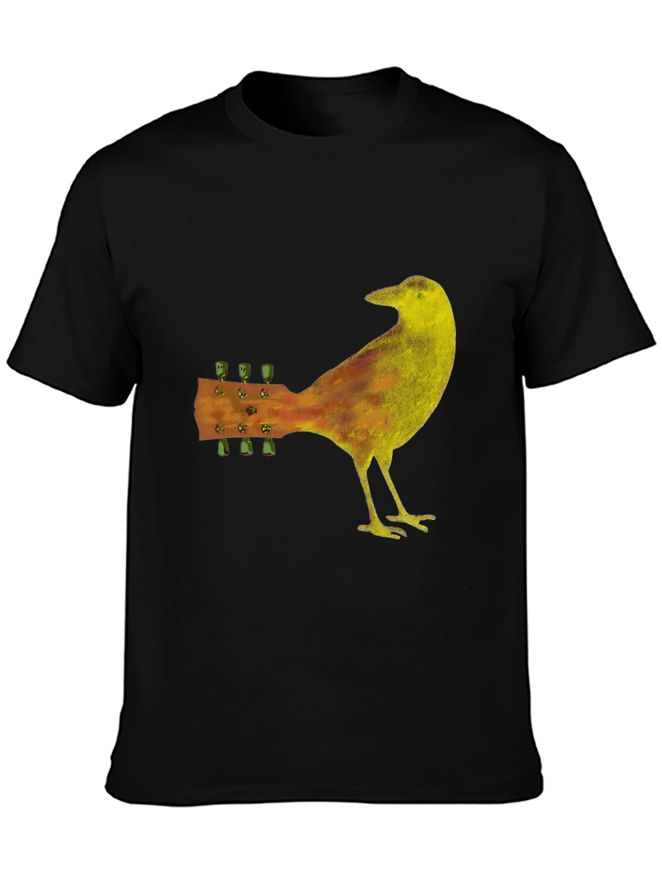 Guitar Bird Black T-Shirt - Music Lover Tee