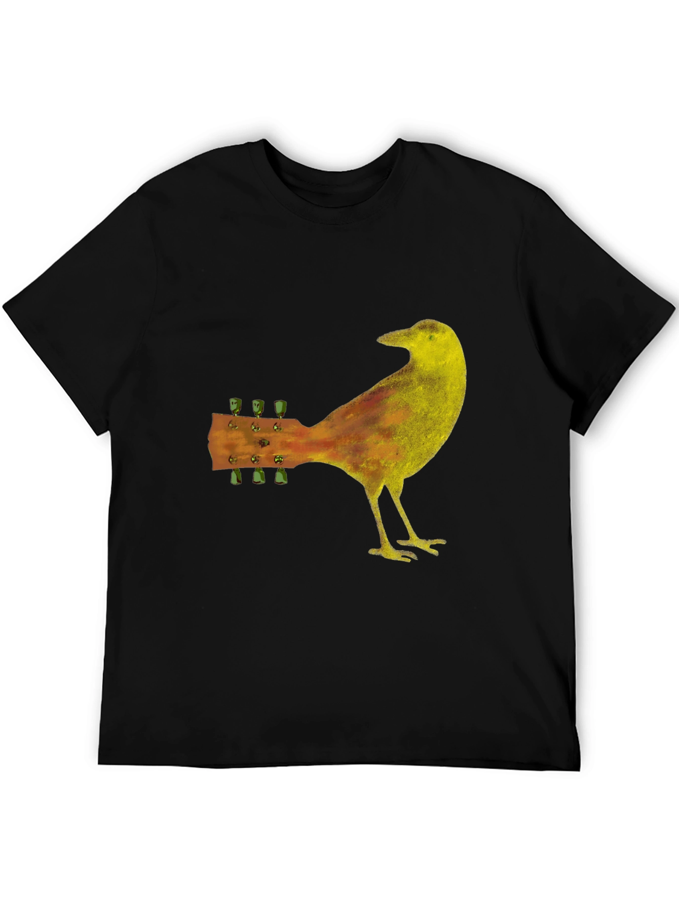 Guitar Bird Black T-Shirt - Music Lover Tee