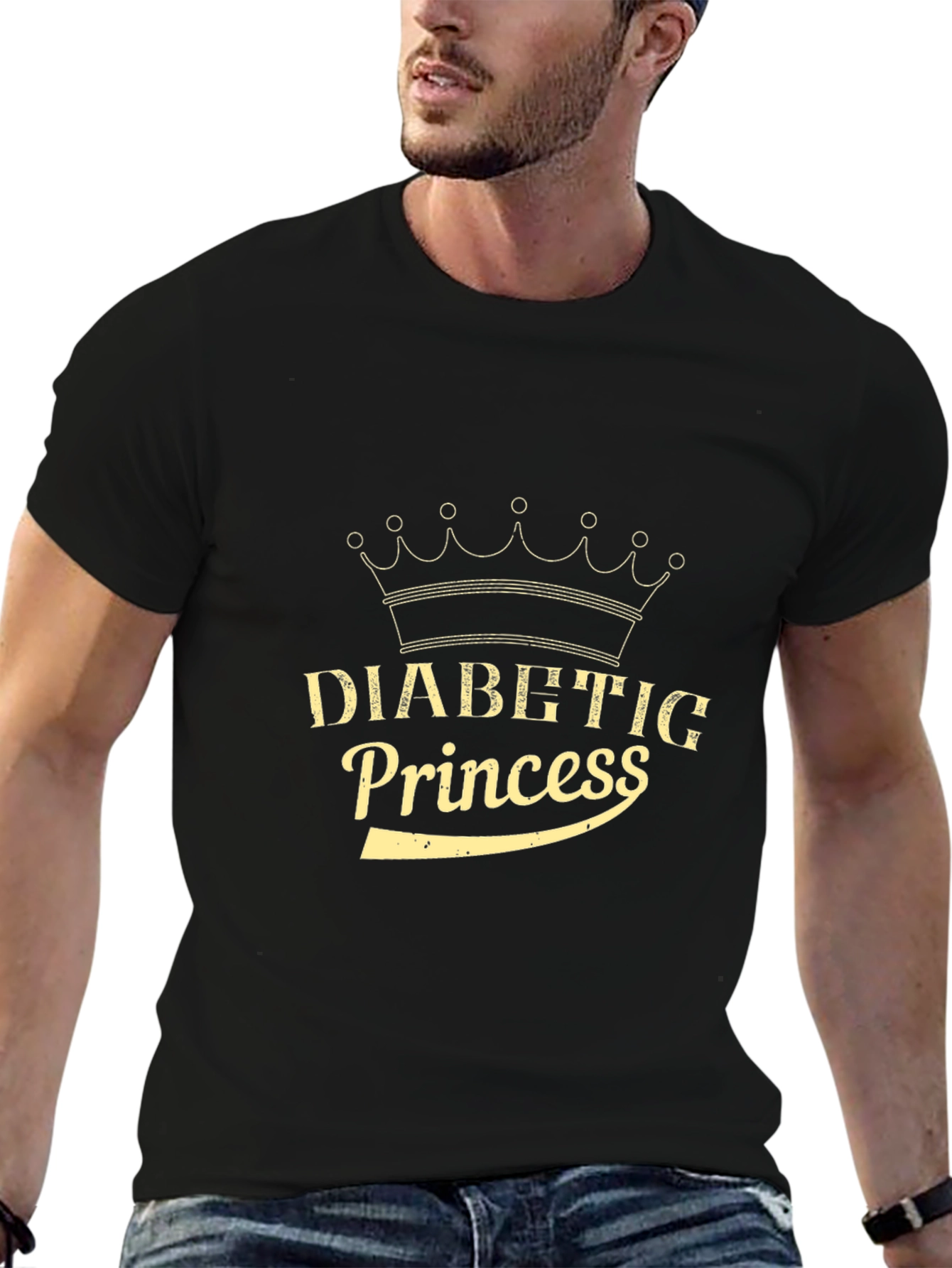 Diabetic Princess Graphic T-Shirt - Black Cotton Tee