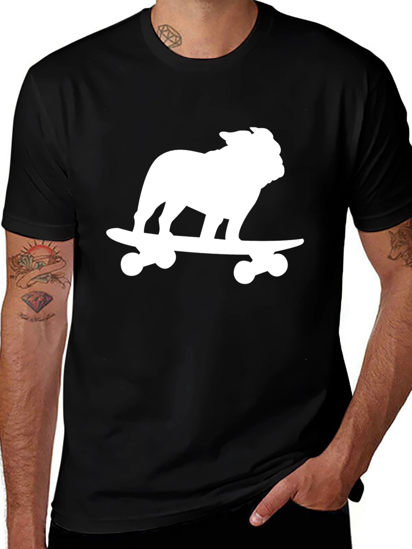 Bulldog Skateboard Black T-Shirt