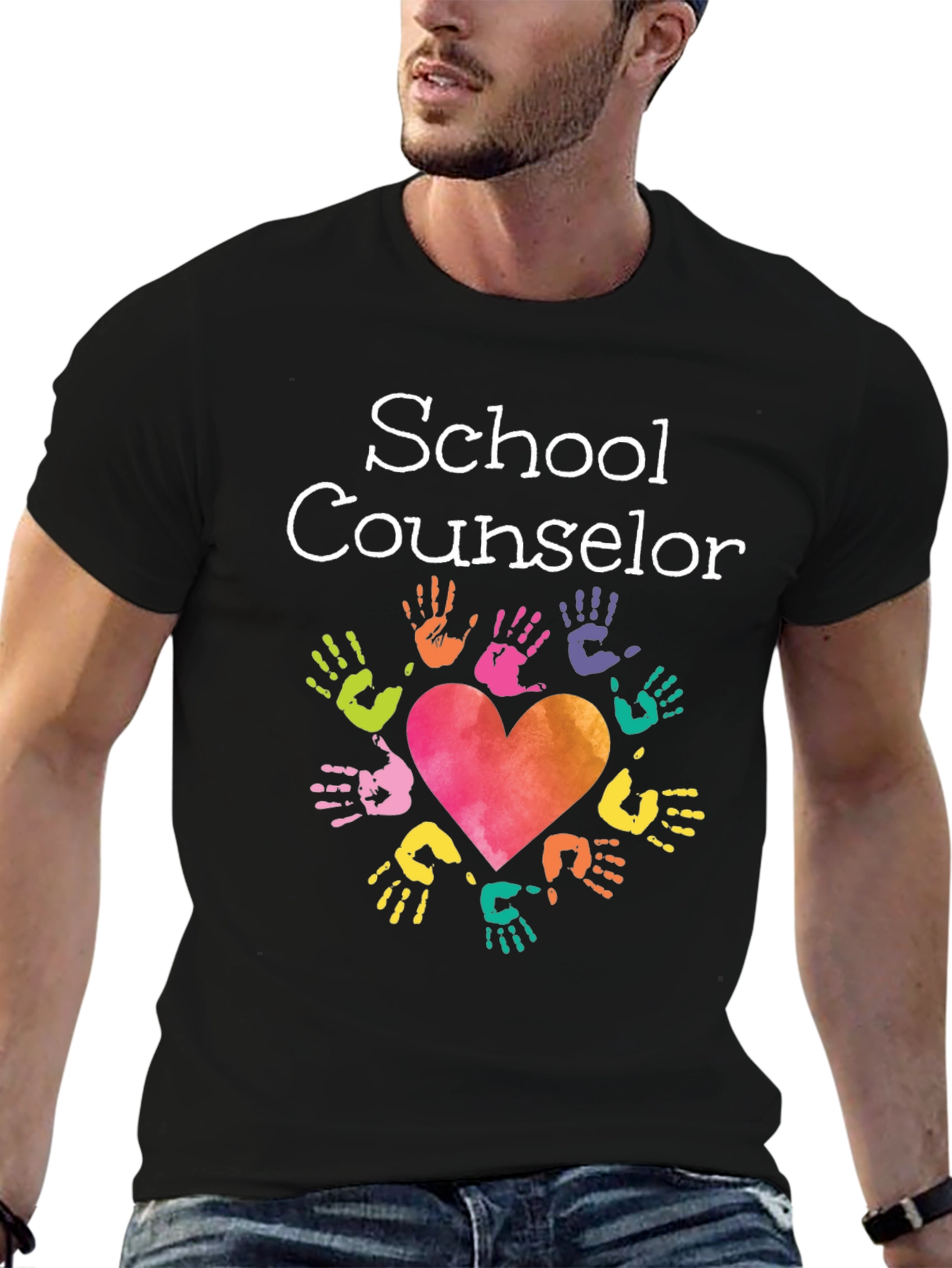 School Counselor Heart Hands T-Shirt