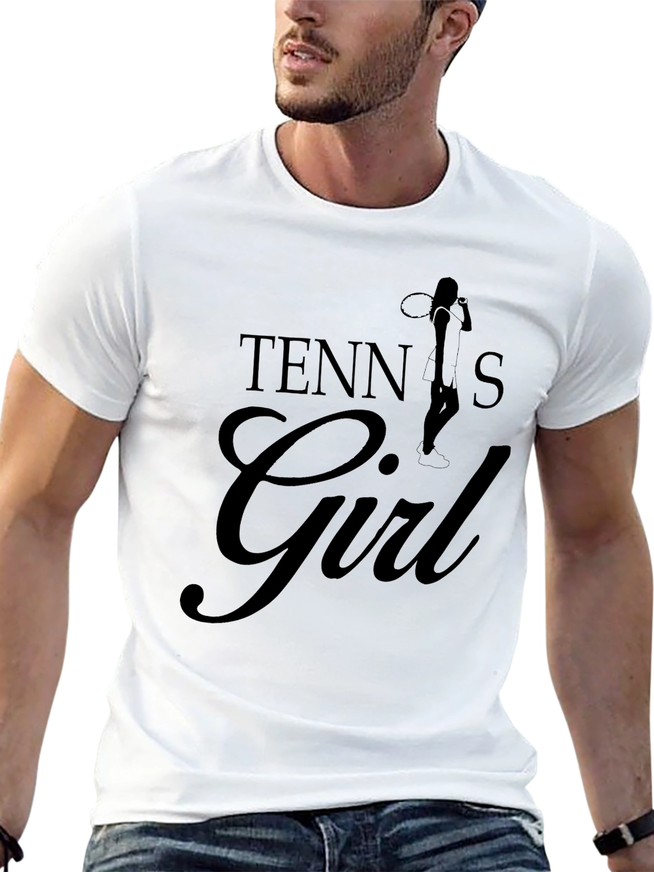 Tennis Girl Black T-Shirt - Sporty Fashion