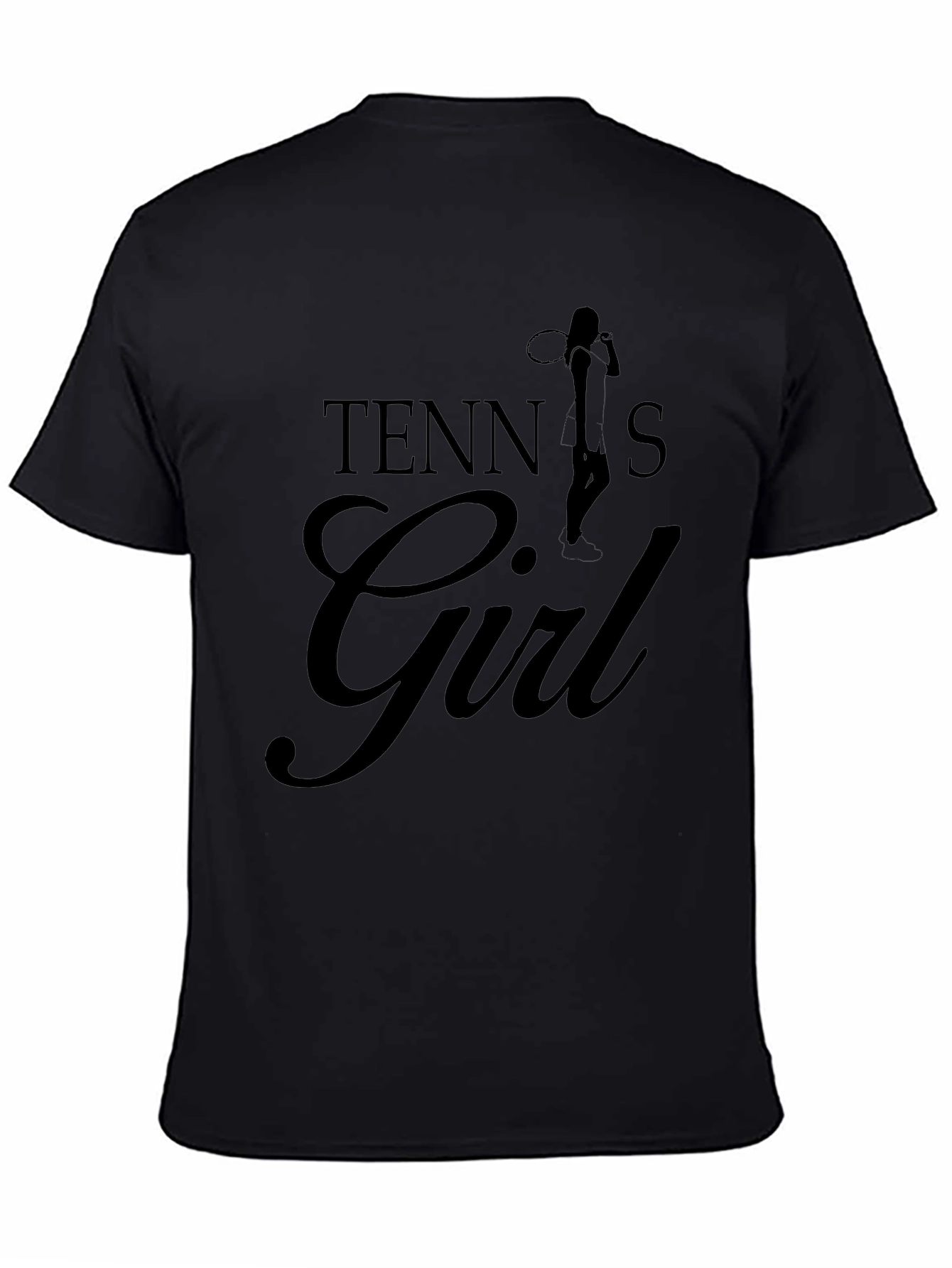 Tennis Girl Black T-Shirt - Sporty Fashion