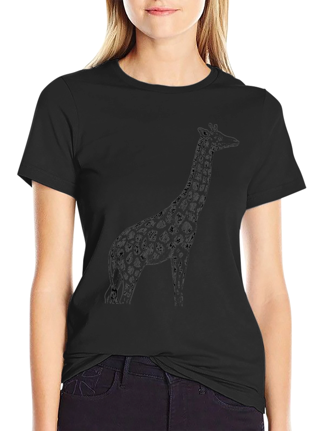Giraffe Graphic Tee - Unisex Black T-Shirt
