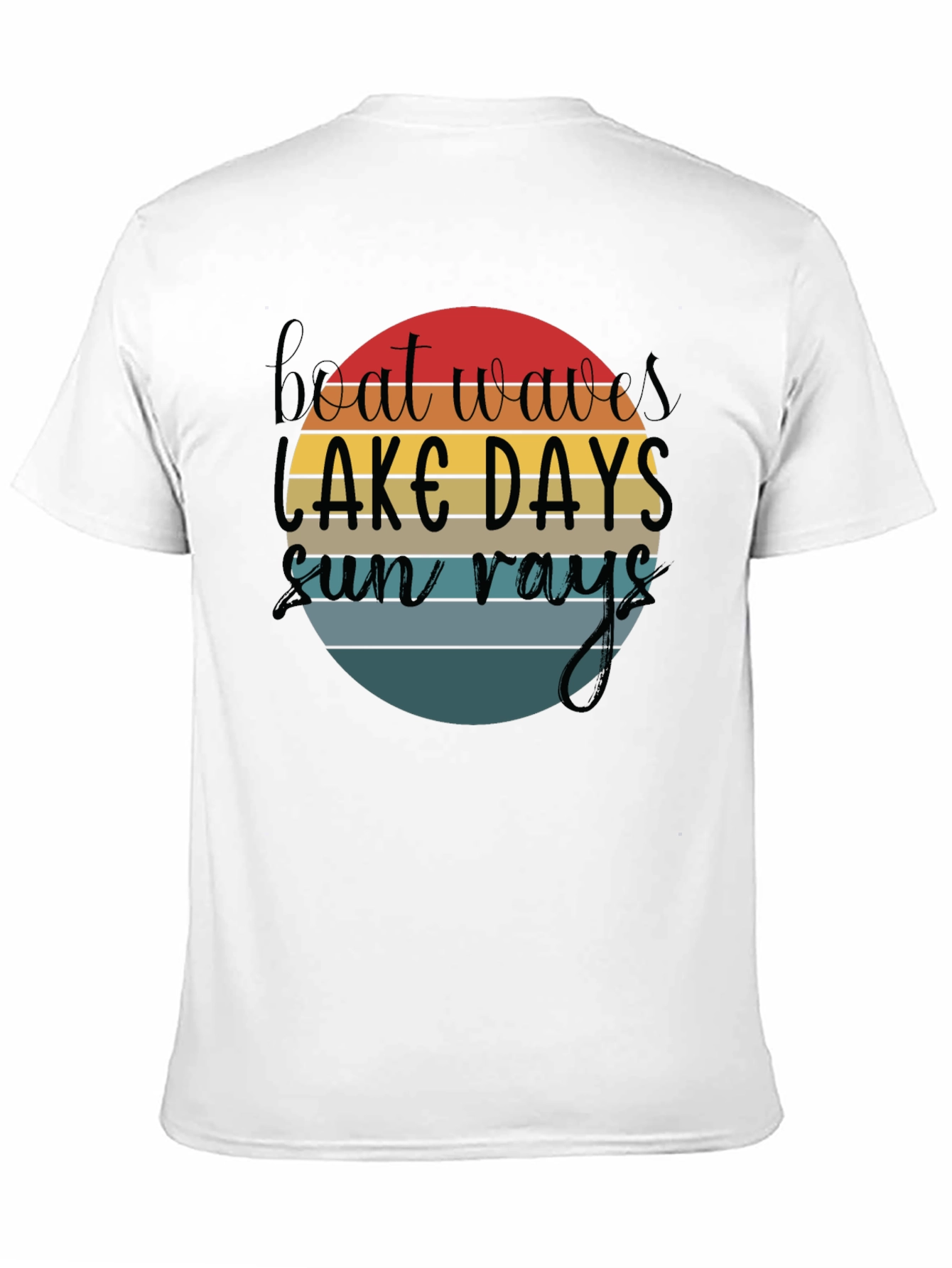 Boat Waves Lake Days Sun Rays Black T-Shirt