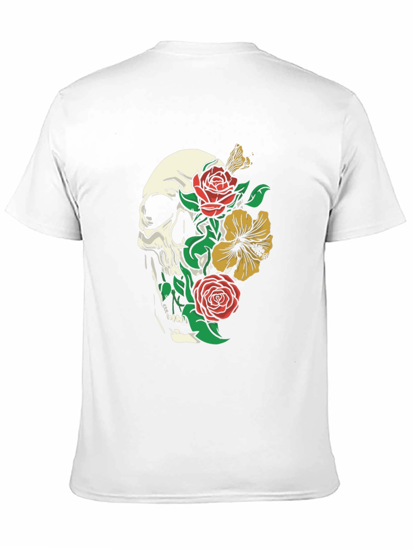 Skull & Flowers Graphic T-Shirt - Black