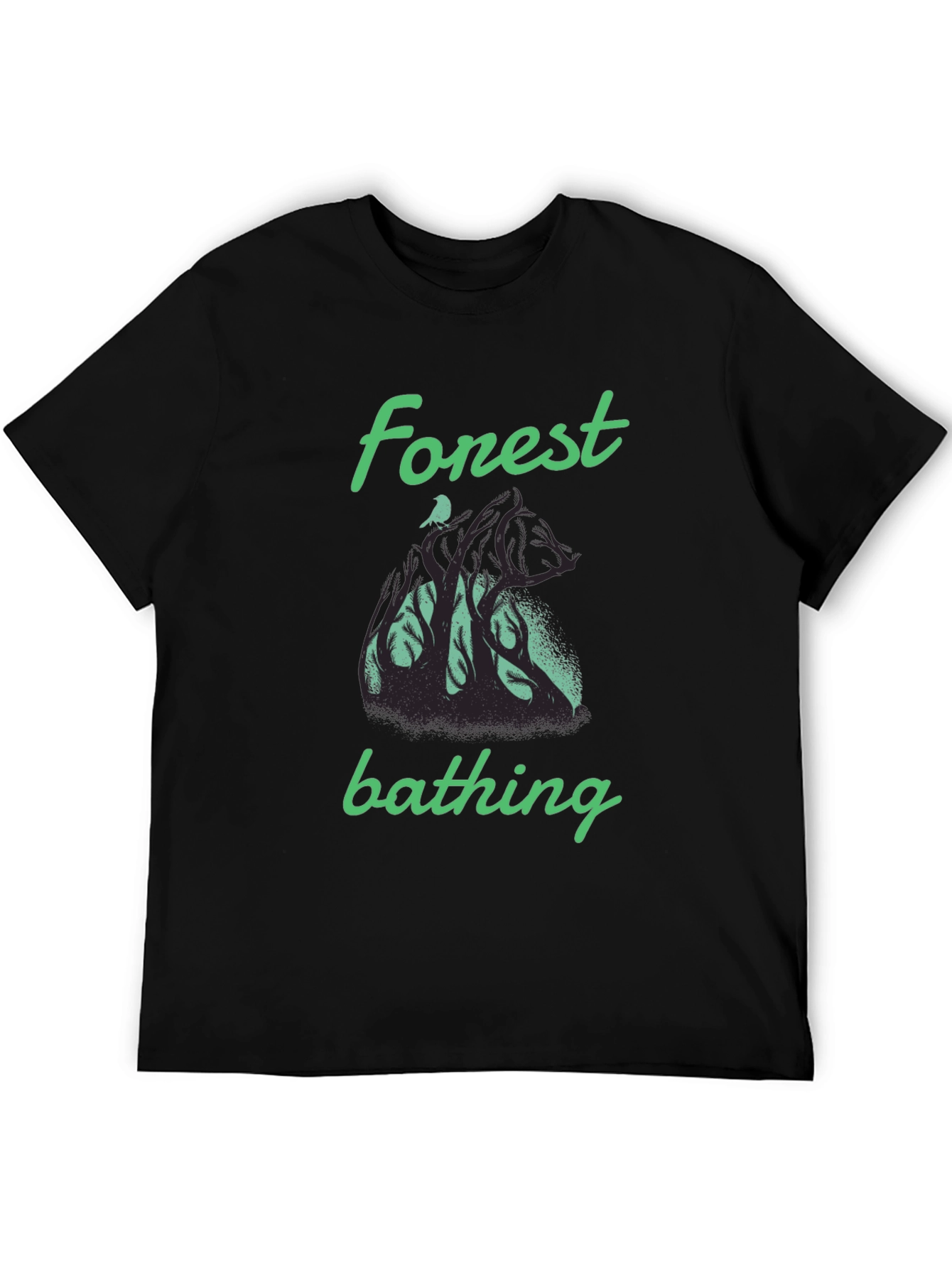 Forest Bathing Graphic Tee - Black Cotton T-Shirt