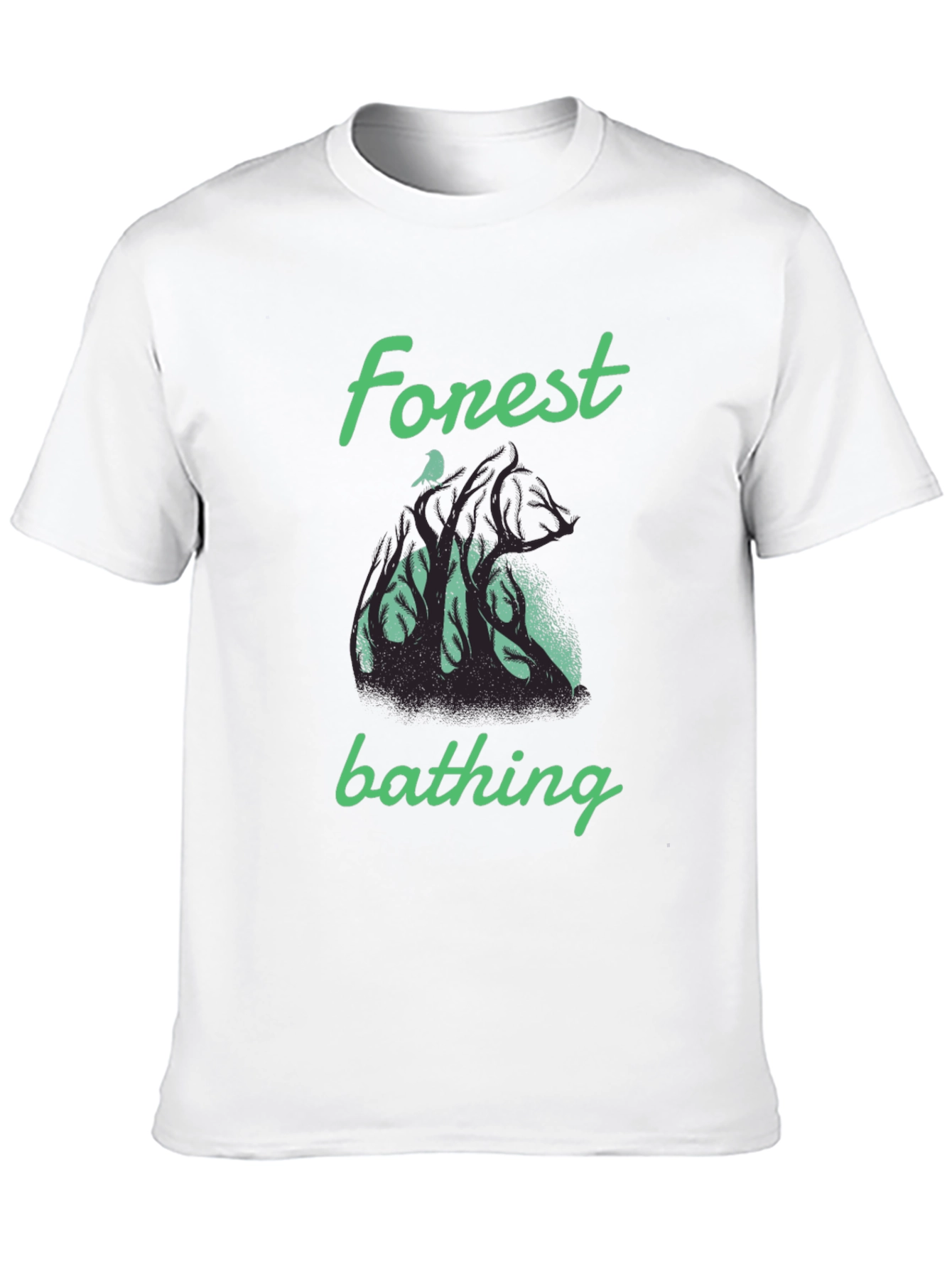 Forest Bathing Graphic Tee - Black Cotton T-Shirt