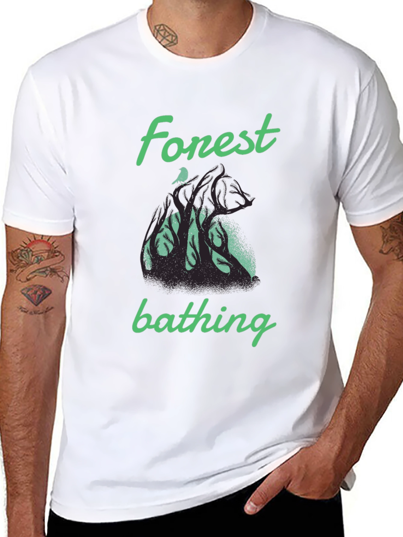 Forest Bathing Graphic Tee - Black Cotton T-Shirt