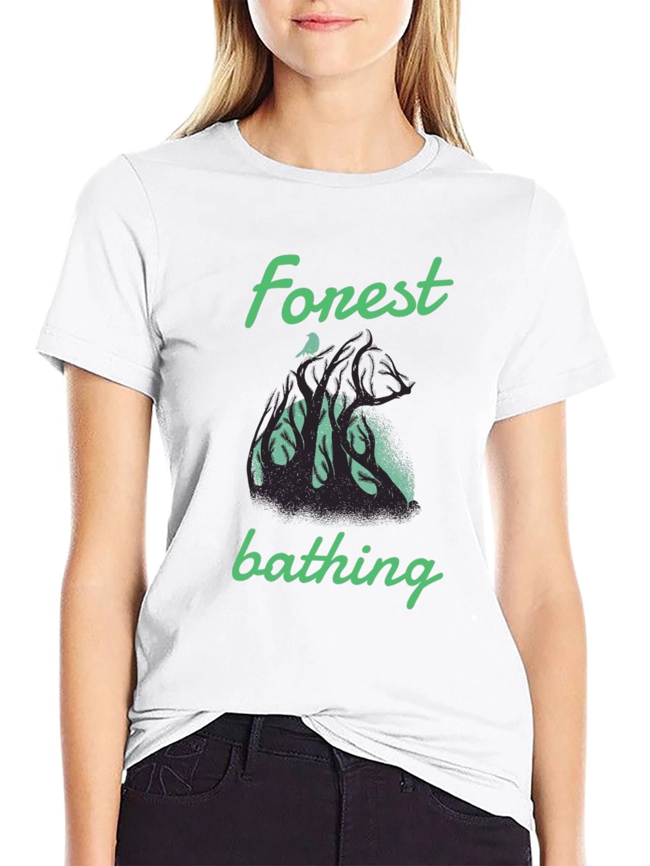 Forest Bathing Graphic Tee - Black Cotton T-Shirt